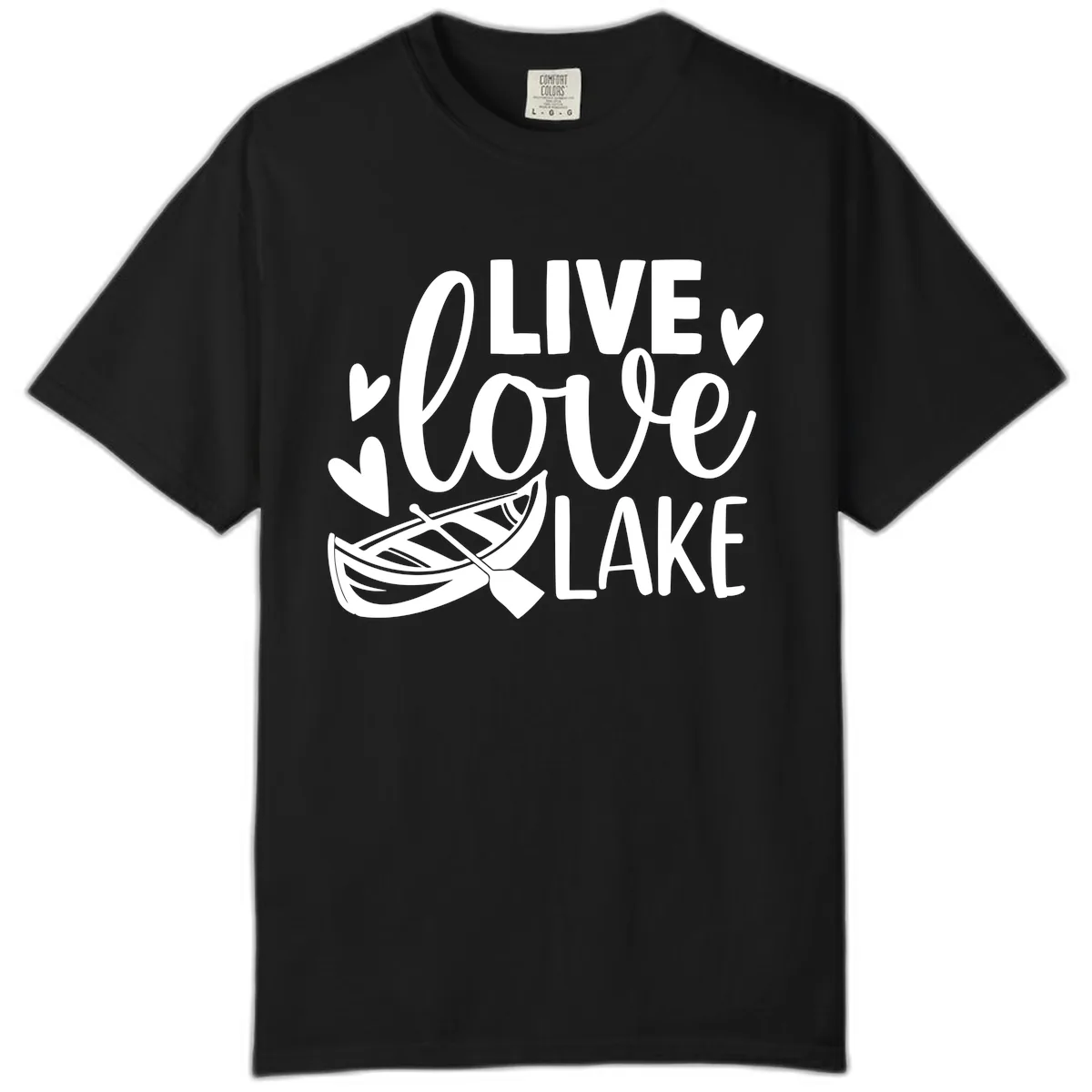 Live Love Lake Boat Design Comfort Color in Black