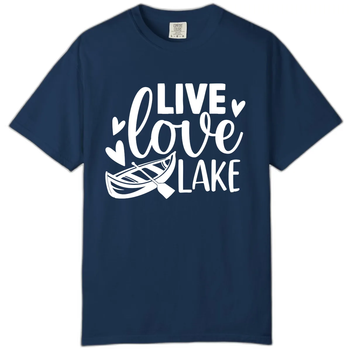 Live Love Lake Boat Design Comfort Color in Navy
