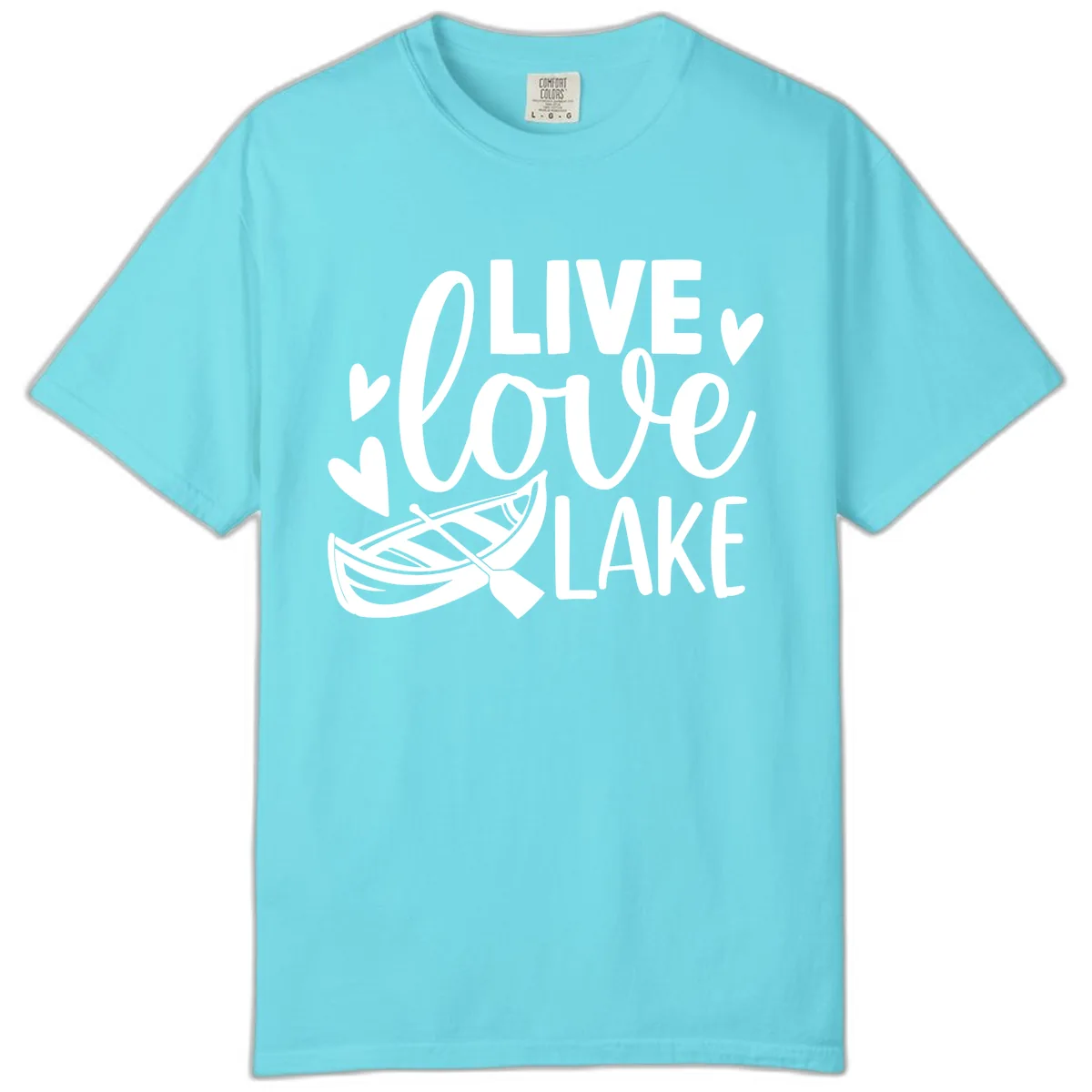 Live Love Lake Boat Design Comfort Color in Lagoon Blue
