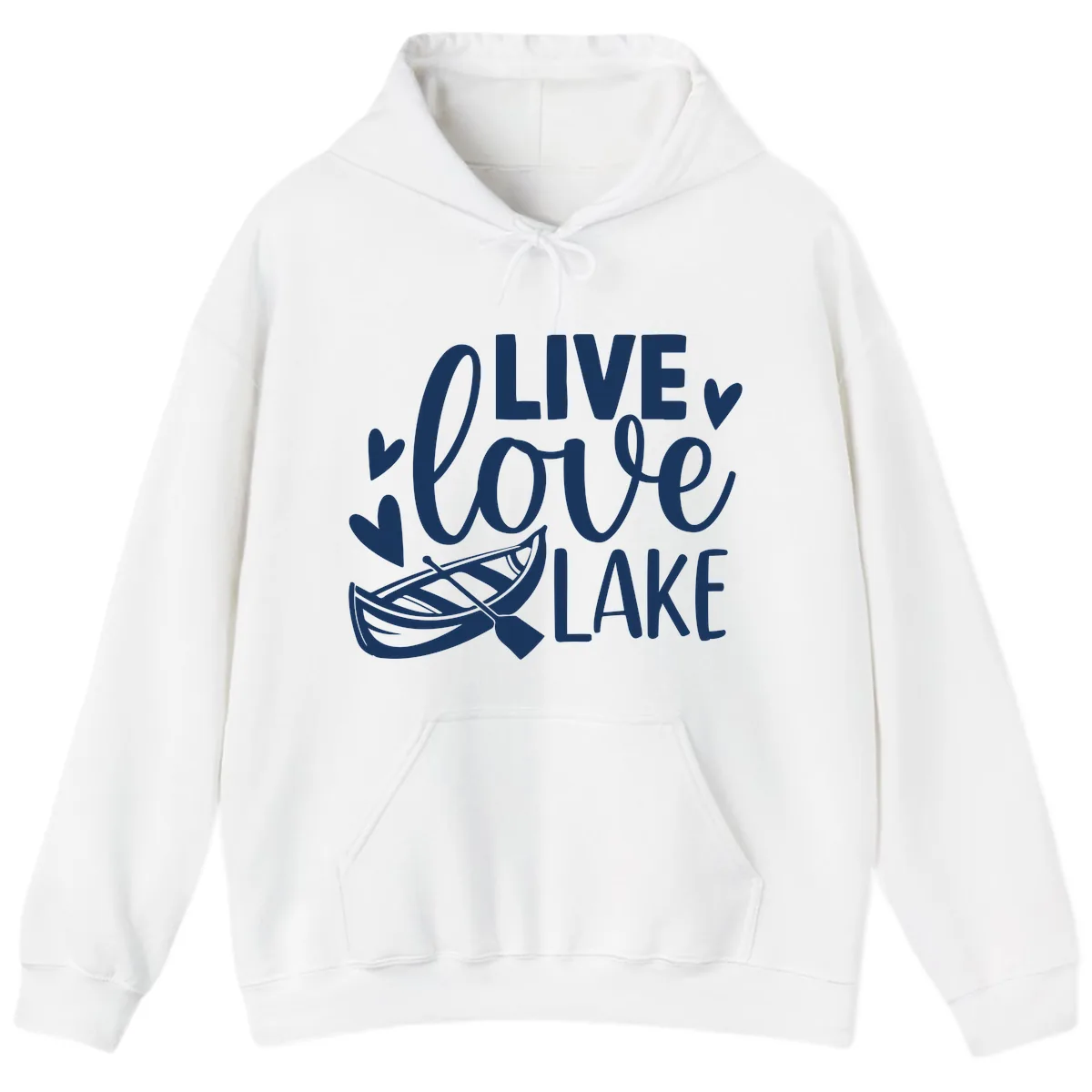 Live Love Lake Boat Design Hoodie in White