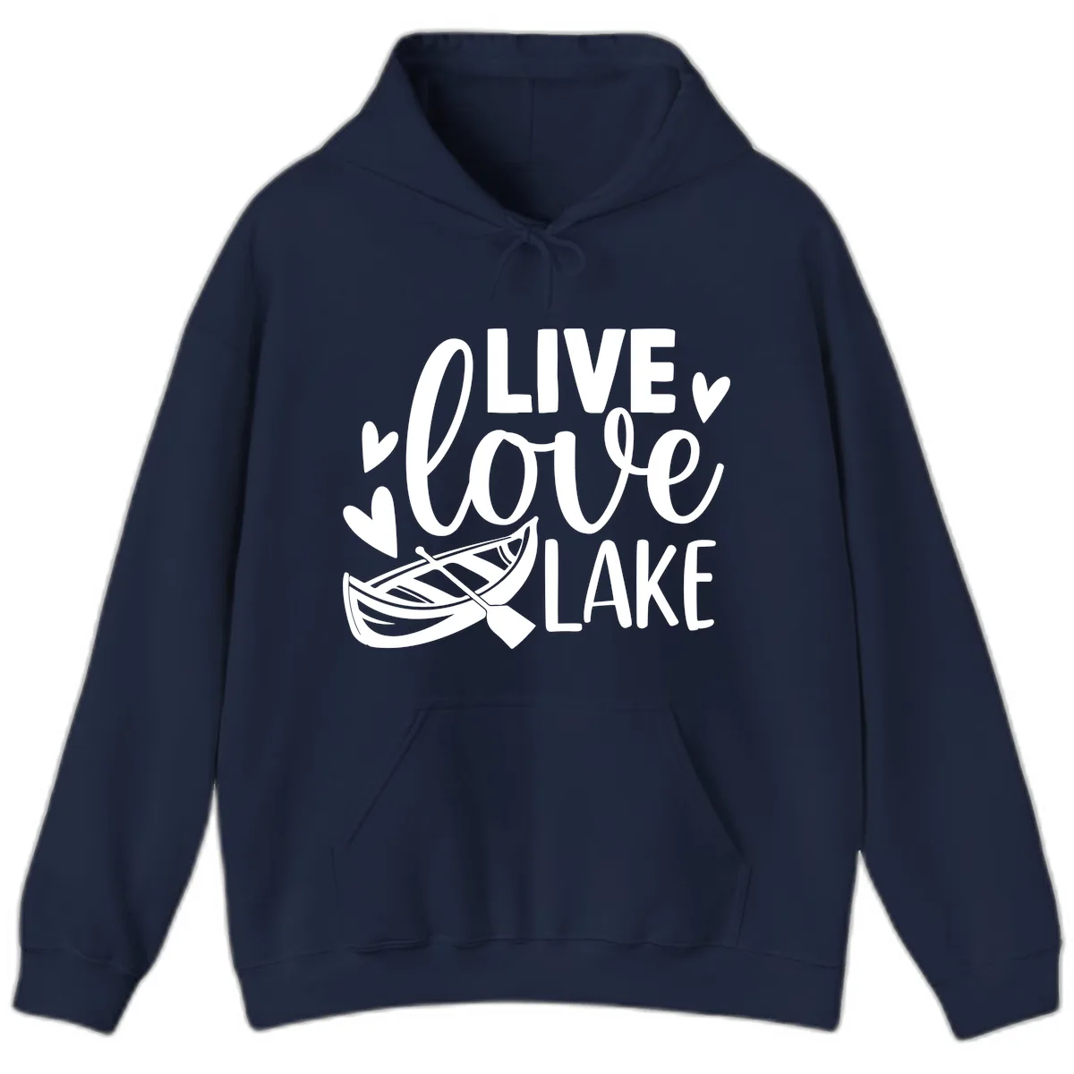 Live Love Lake Boat Design Hoodie in Navy
