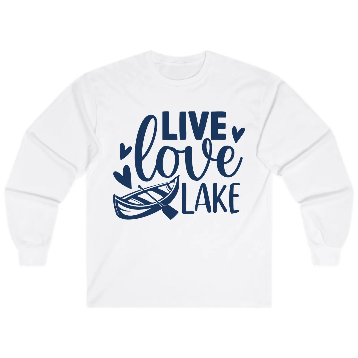 Live Love Lake Boat Design Long Sleeve in White