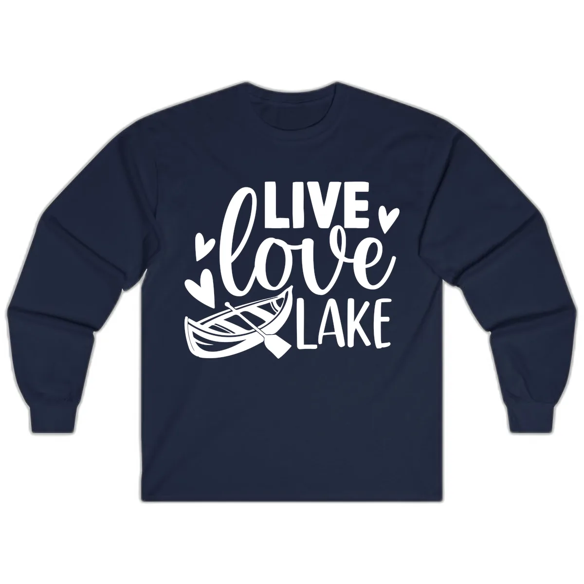 Live Love Lake Boat Design Long Sleeve in Navy