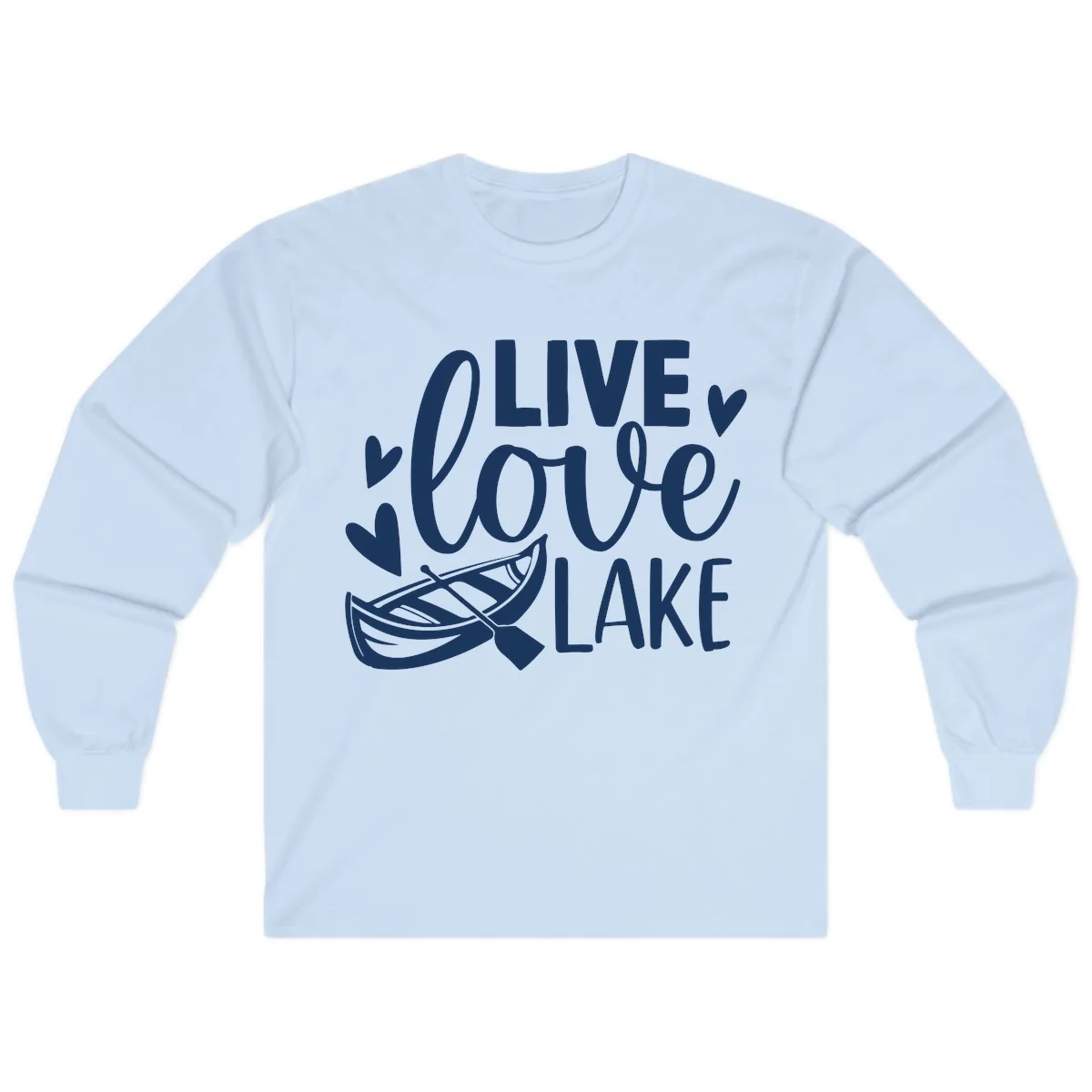 Live Love Lake Boat Design Long Sleeve in Light Blue
