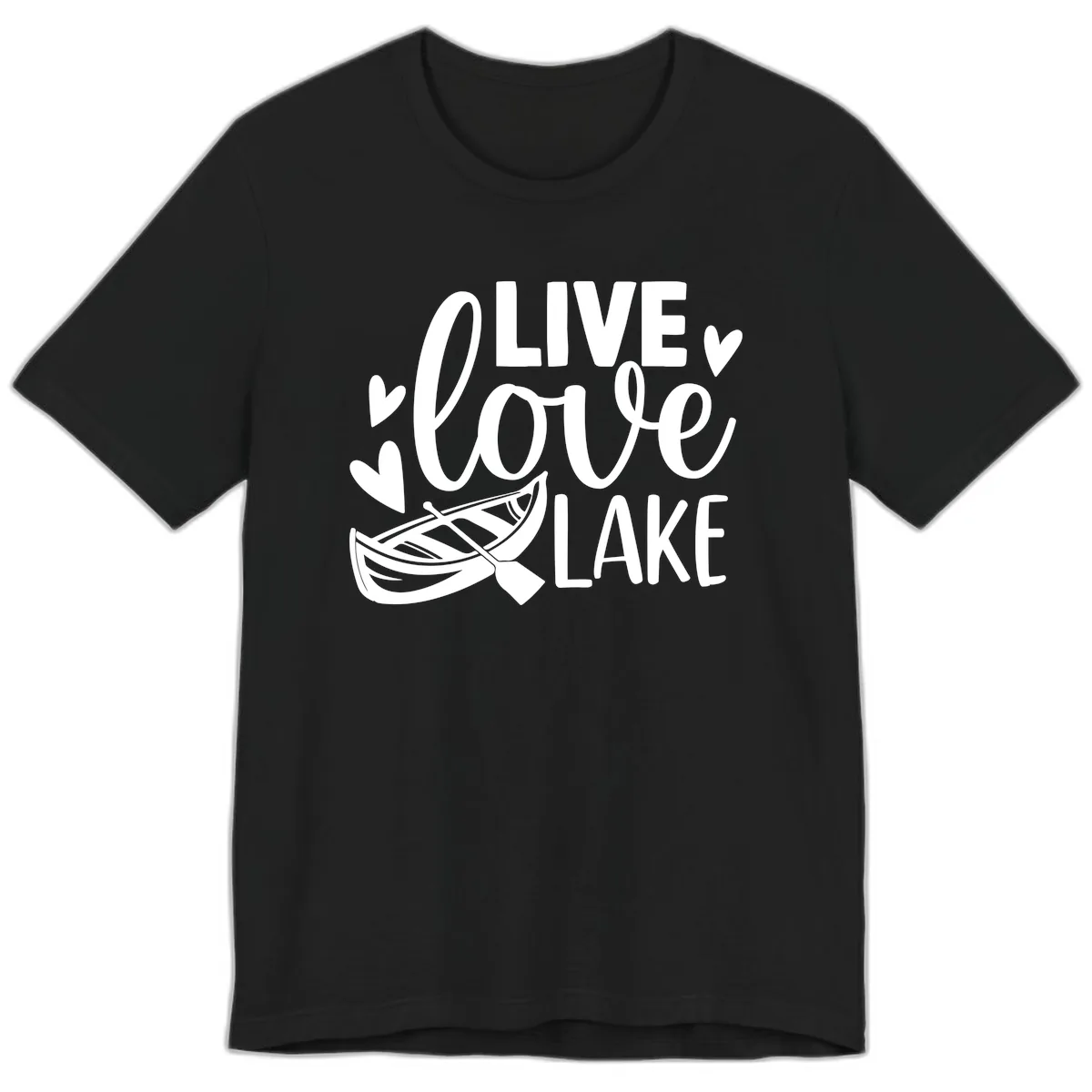 Live Love Lake Boat Design Premium T-Shirt in Black