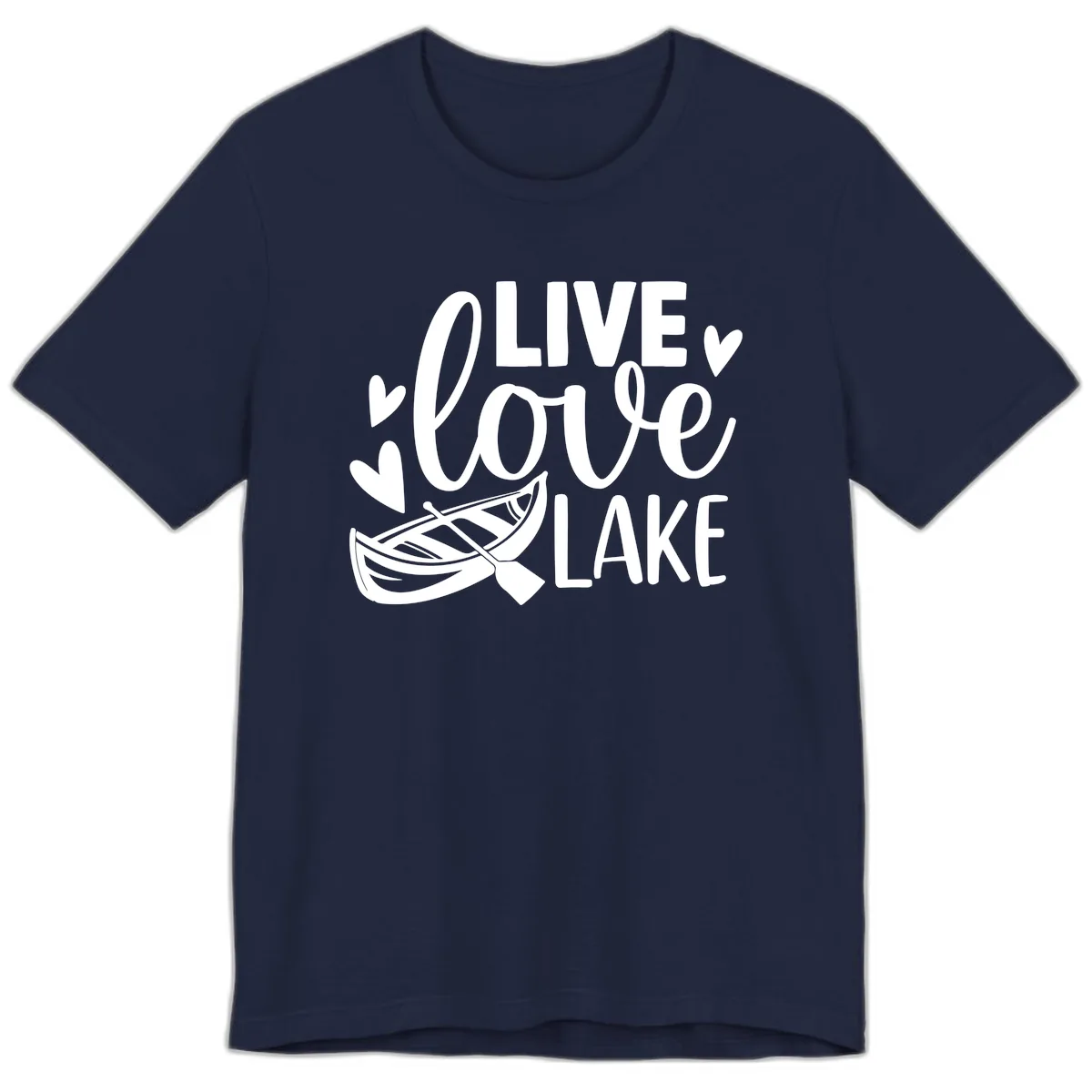 Live Love Lake Boat Design Premium T-Shirt in Navy