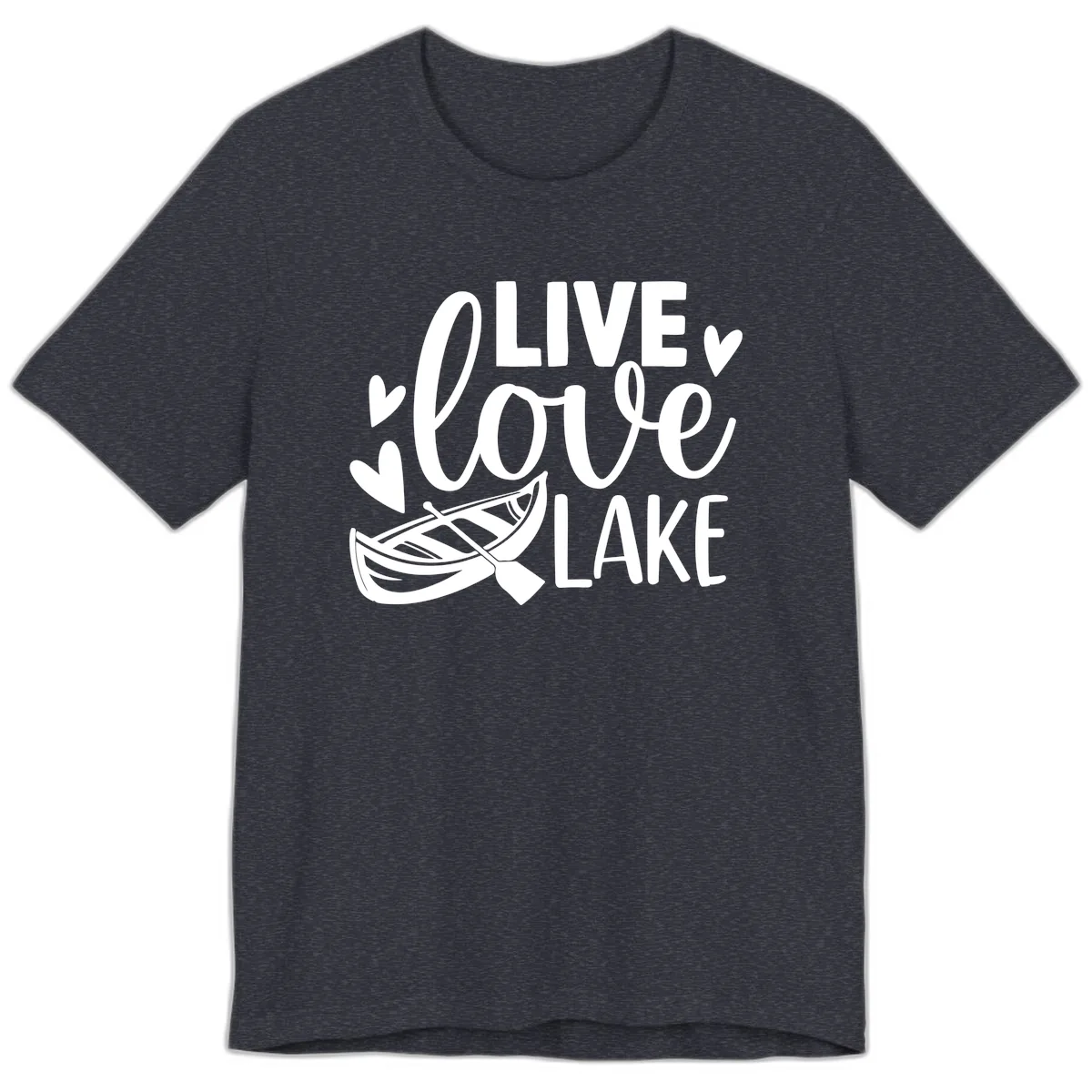 Live Love Lake Boat Design Premium T-Shirt in Heather Navy