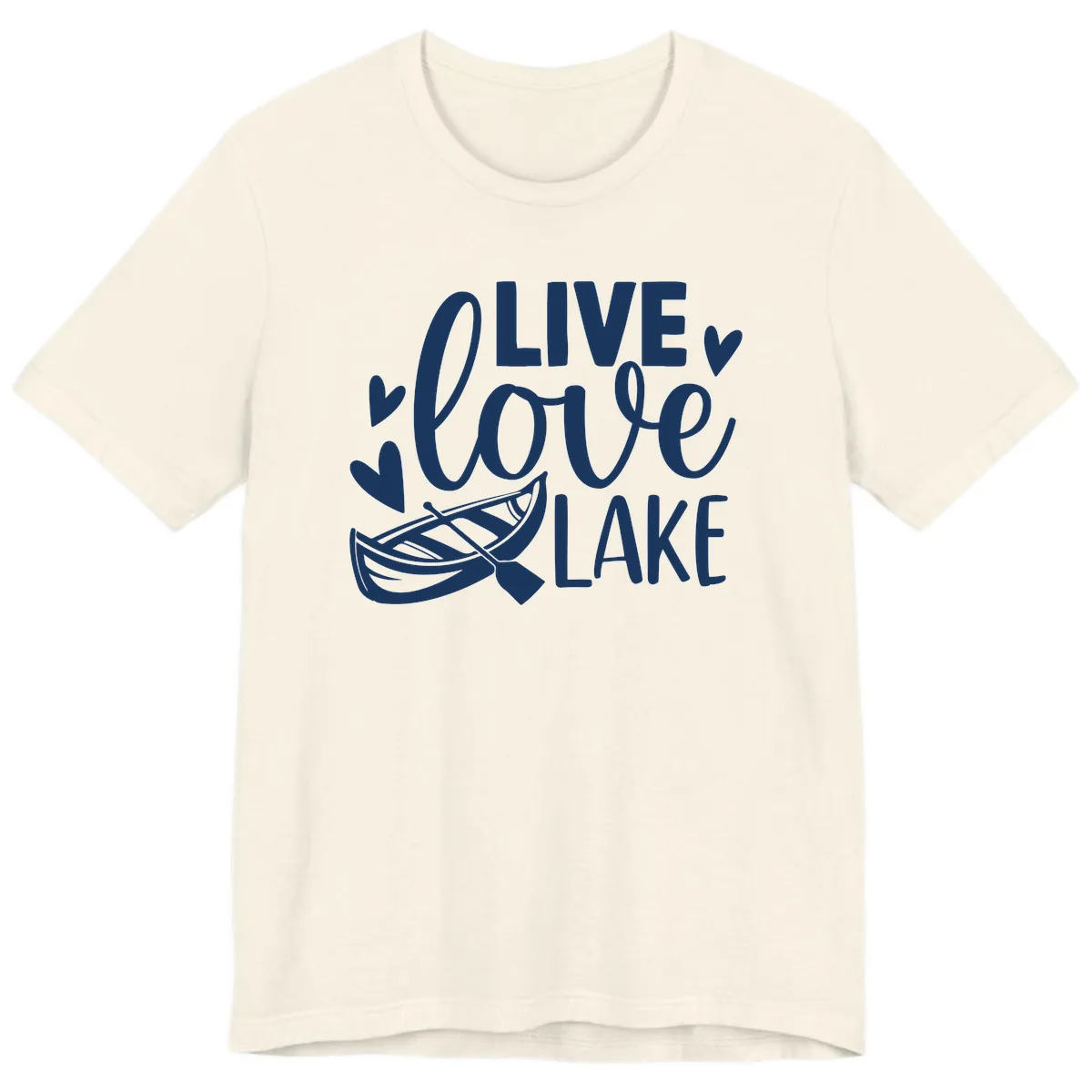 Live Love Lake Boat Design Premium T-Shirt in Natural