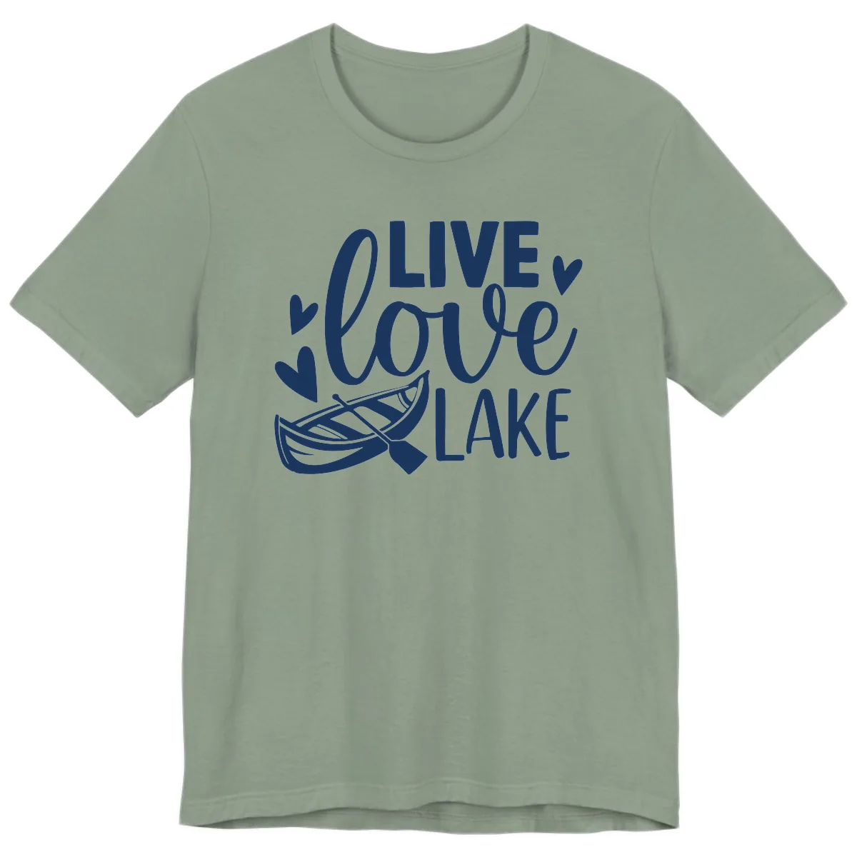 Live Love Lake Boat Design Premium T-Shirt in Sage