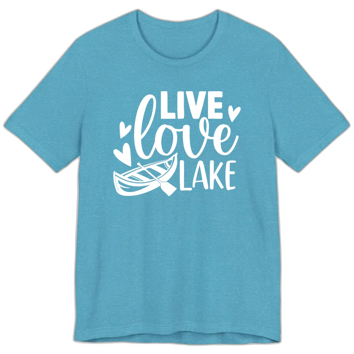 Live Love Lake Boat Design Premium T-Shirt in Heather Aqua