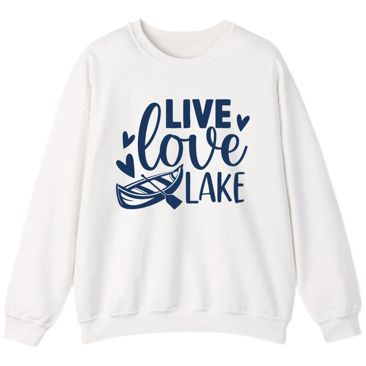 Live Love Lake Boat Design Sweatshirt in White