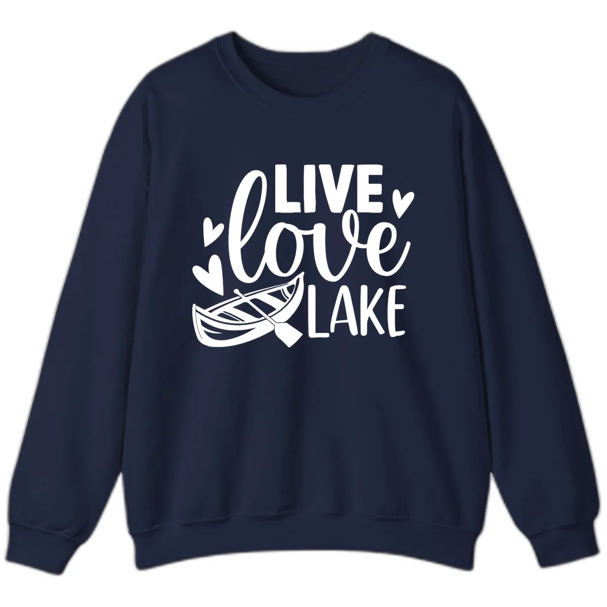 Live Love Lake Boat Design Sweatshirt in Navy