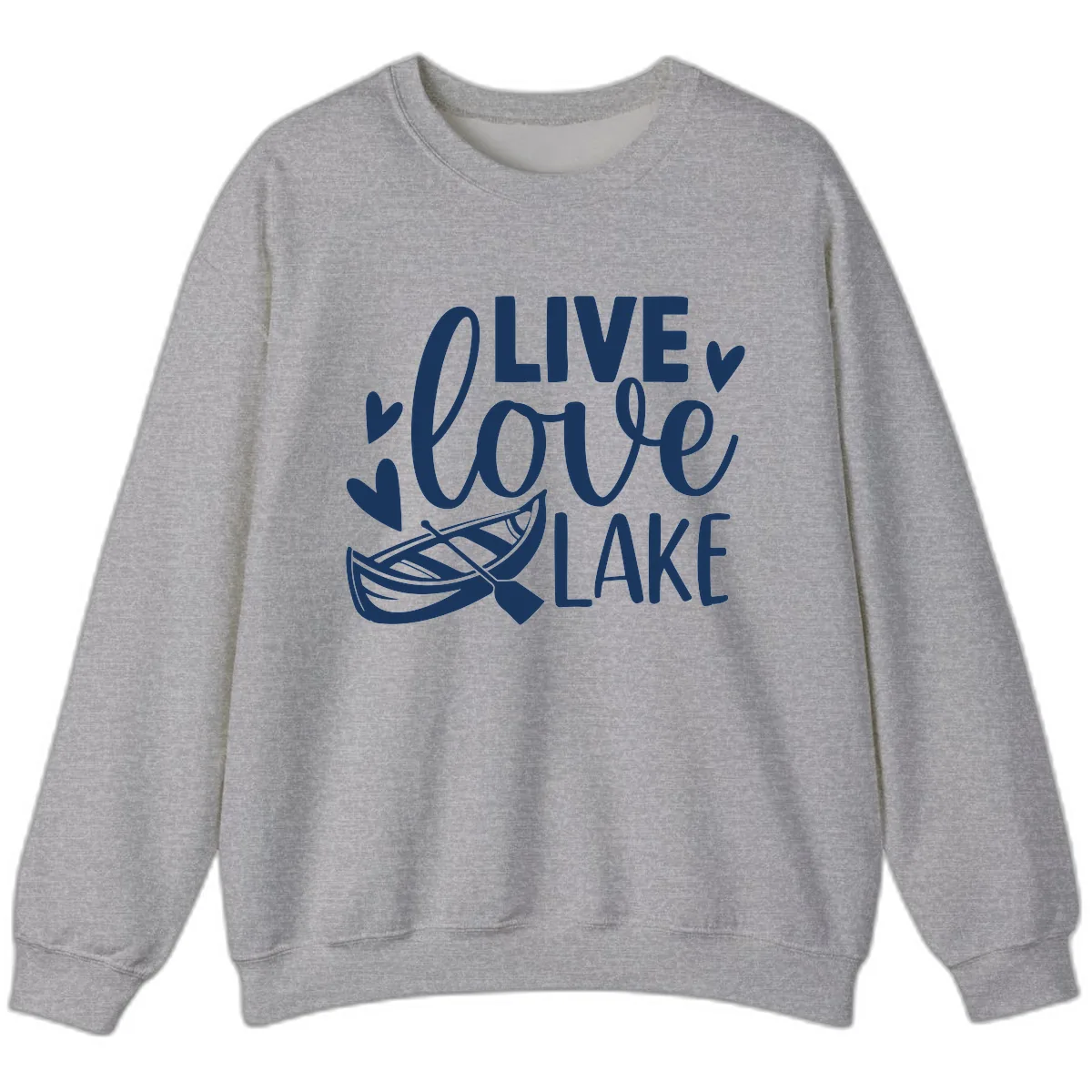 Live Love Lake Boat Design Sweatshirt in Sport Grey