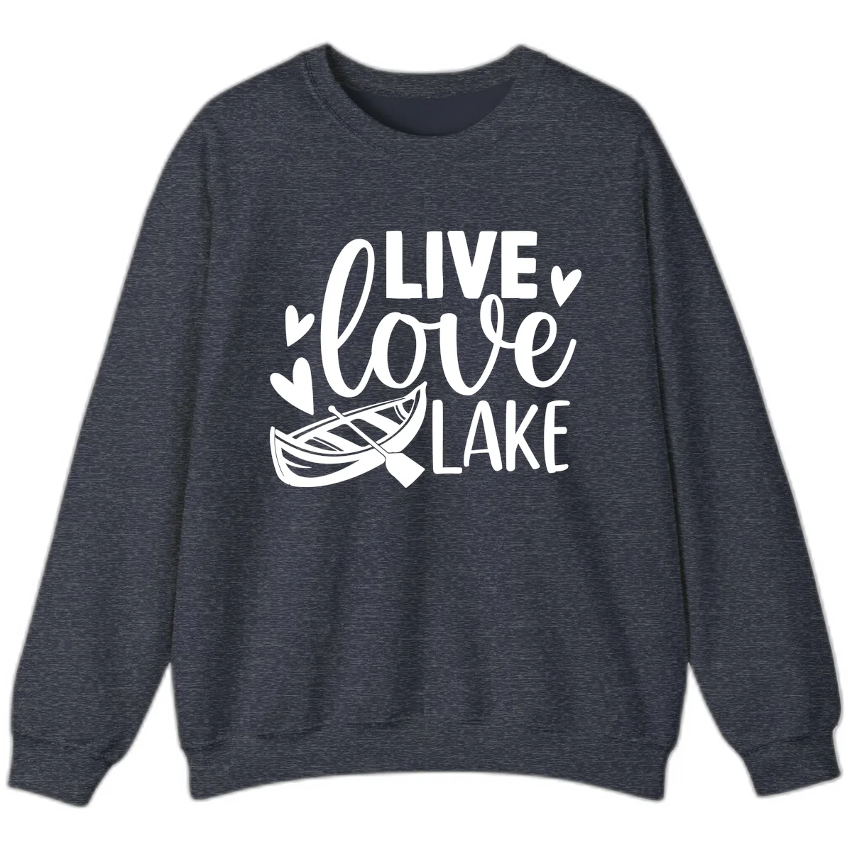 Live Love Lake Boat Design Sweatshirt in Heather Sport Dark Navy