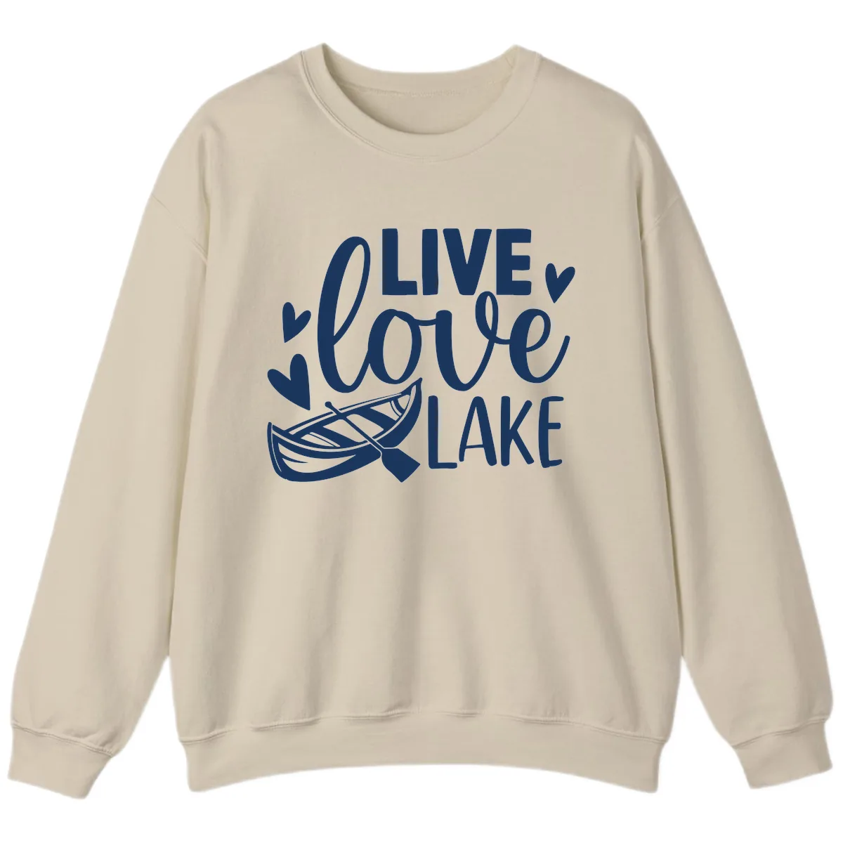Live Love Lake Boat Design Sweatshirt in Sand