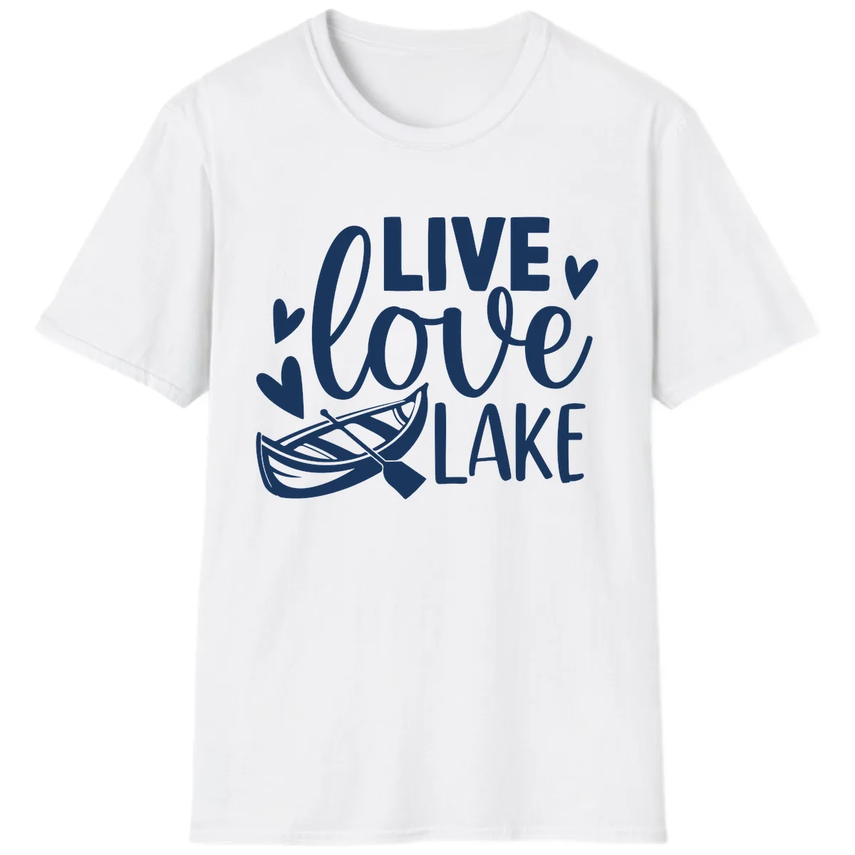 Live Love Lake Boat Design T-Shirt in White