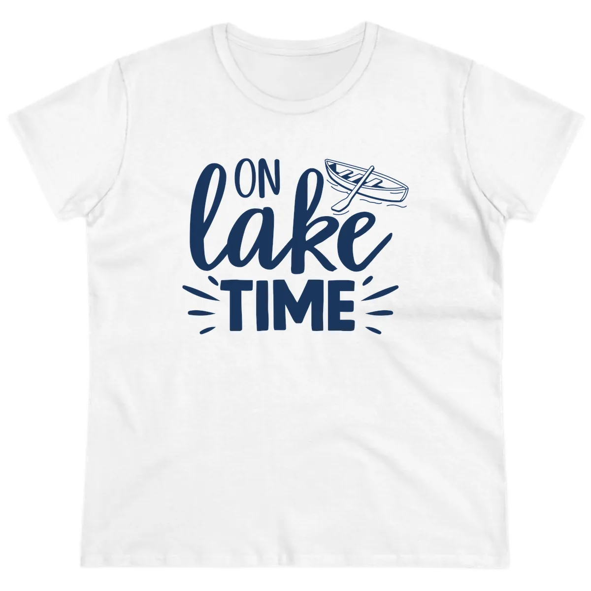 On Lake Time Boat Design Ladies Tee in White