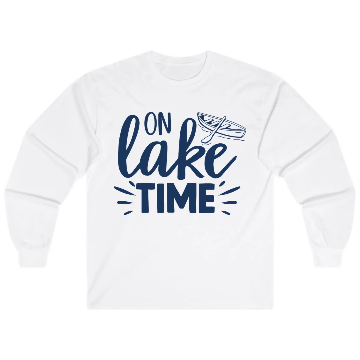 On Lake Time Boat Design Long Sleeve in White