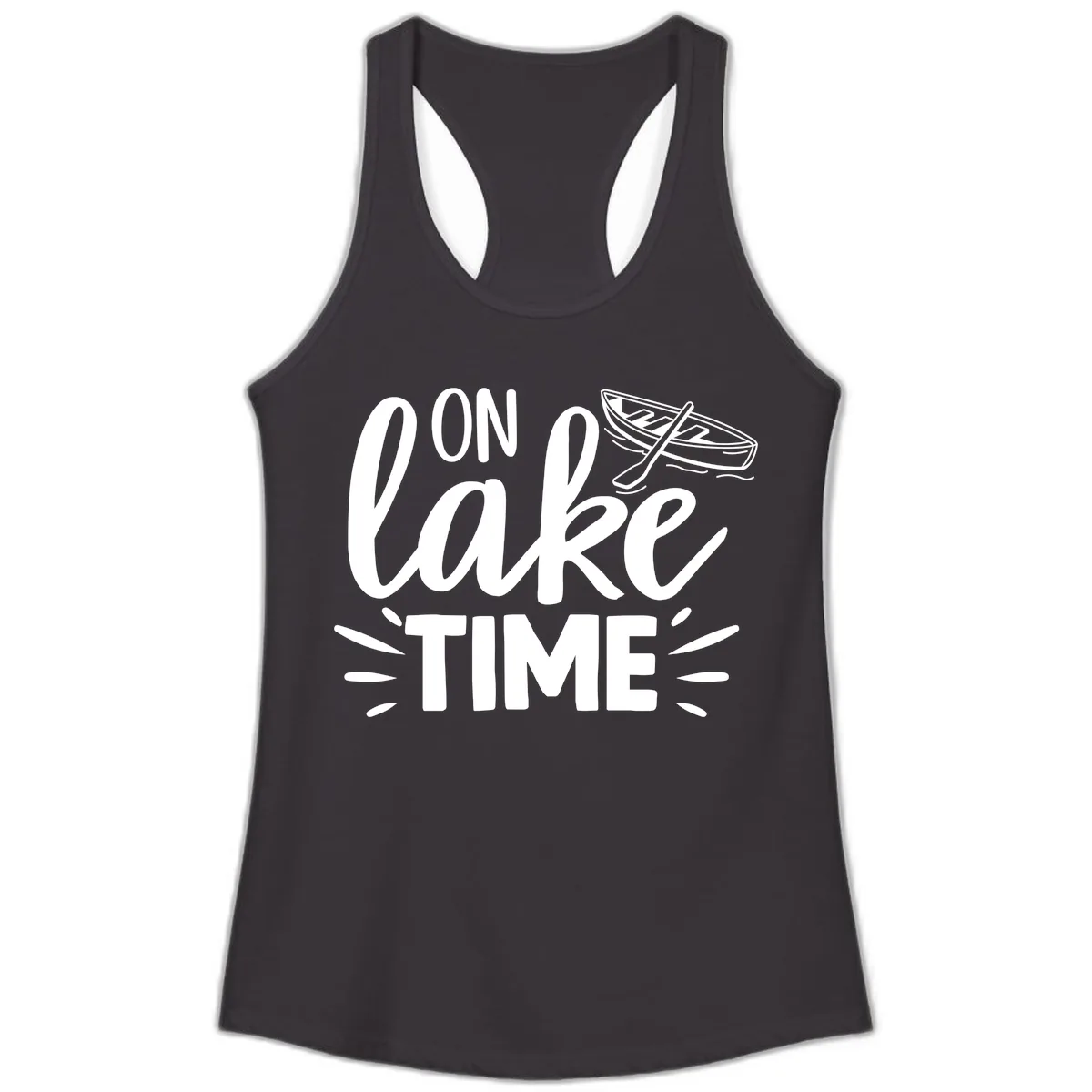 On Lake Time Boat Design Ladies Tank in Black
