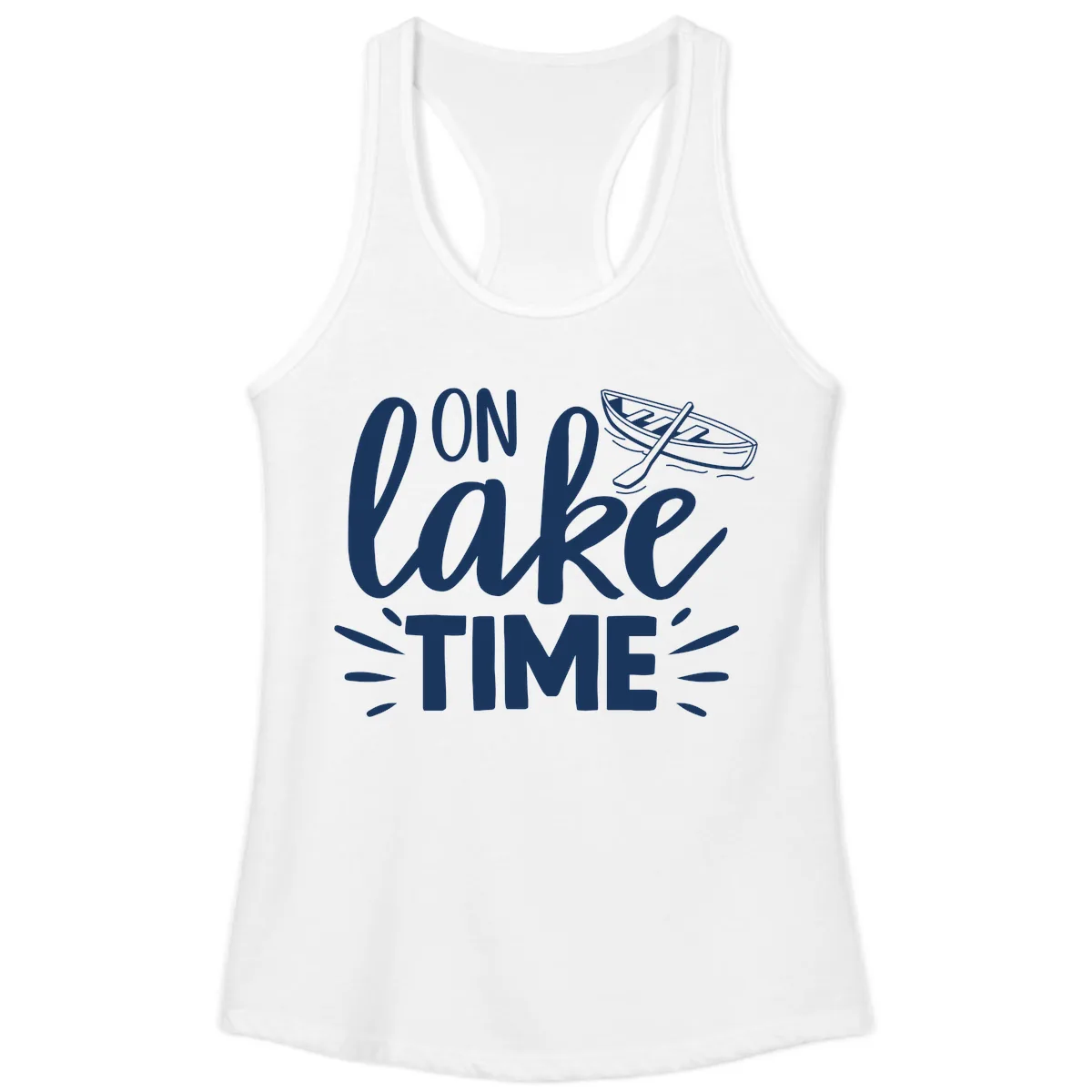 On Lake Time Boat Design Ladies Tank in White