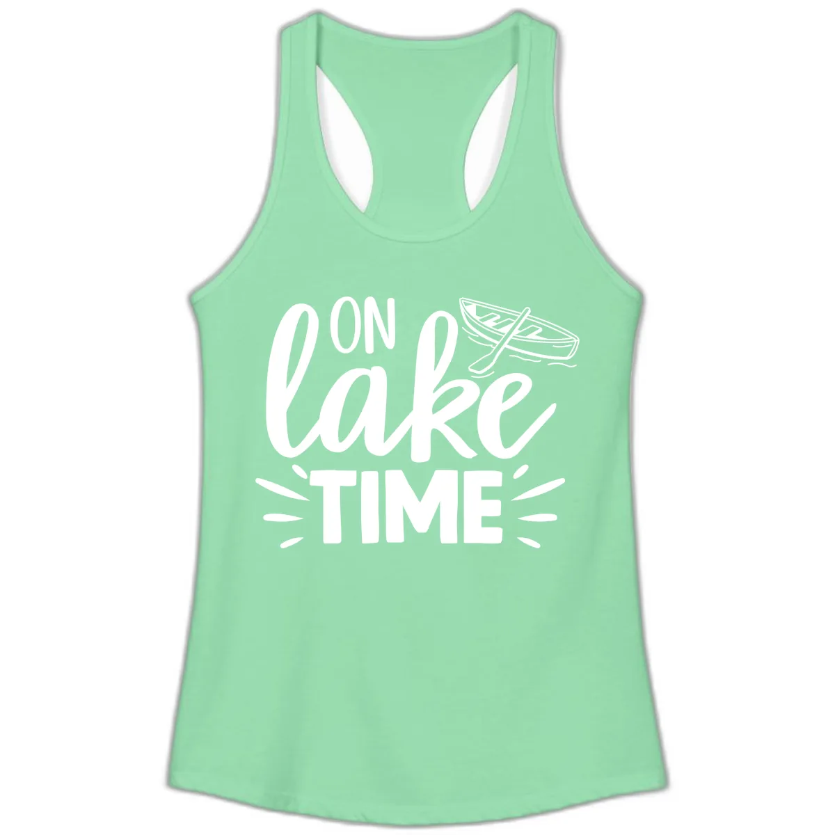 On Lake Time Boat Design Ladies Tank in Solid Mint