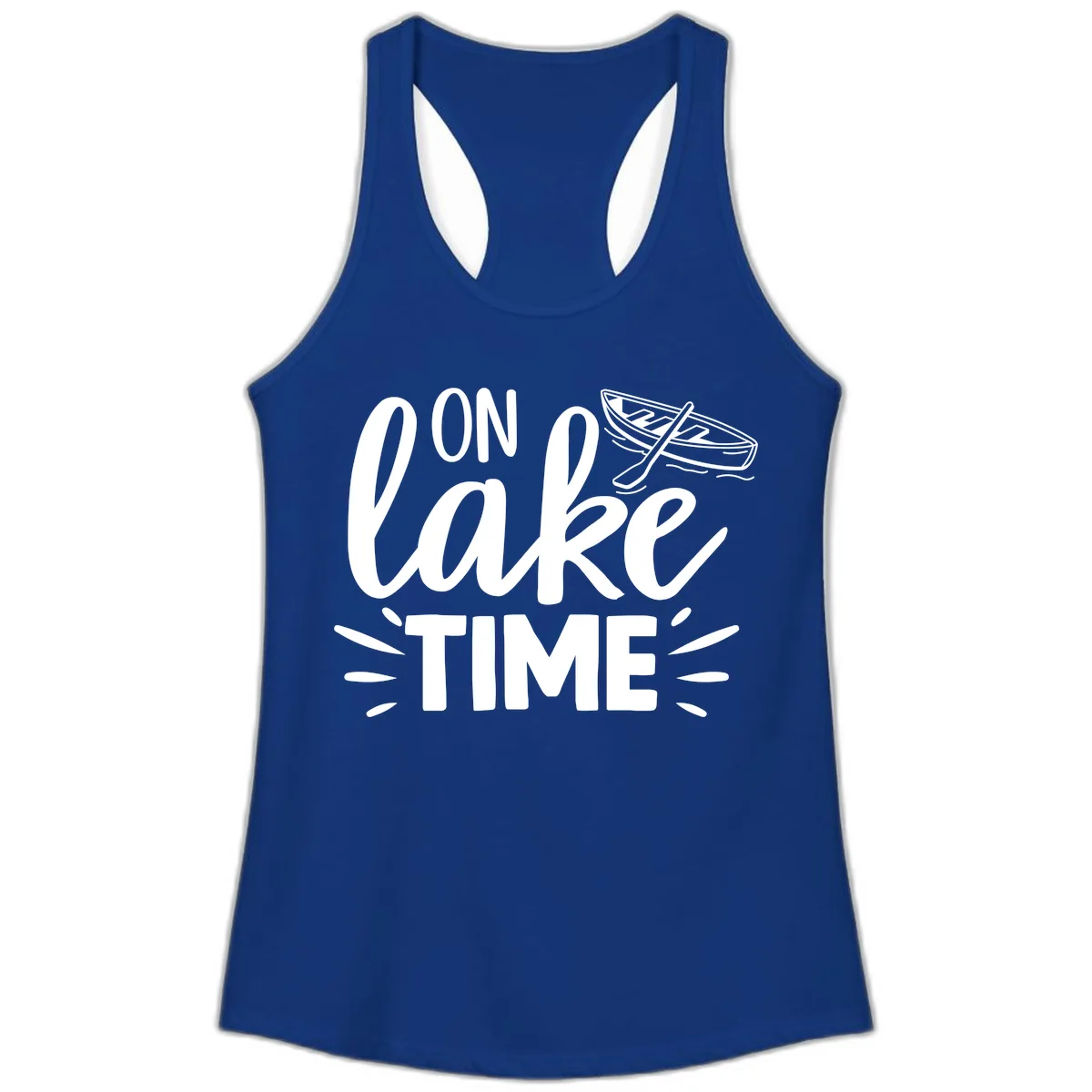 On Lake Time Boat Design Ladies Tank in Solid Royal