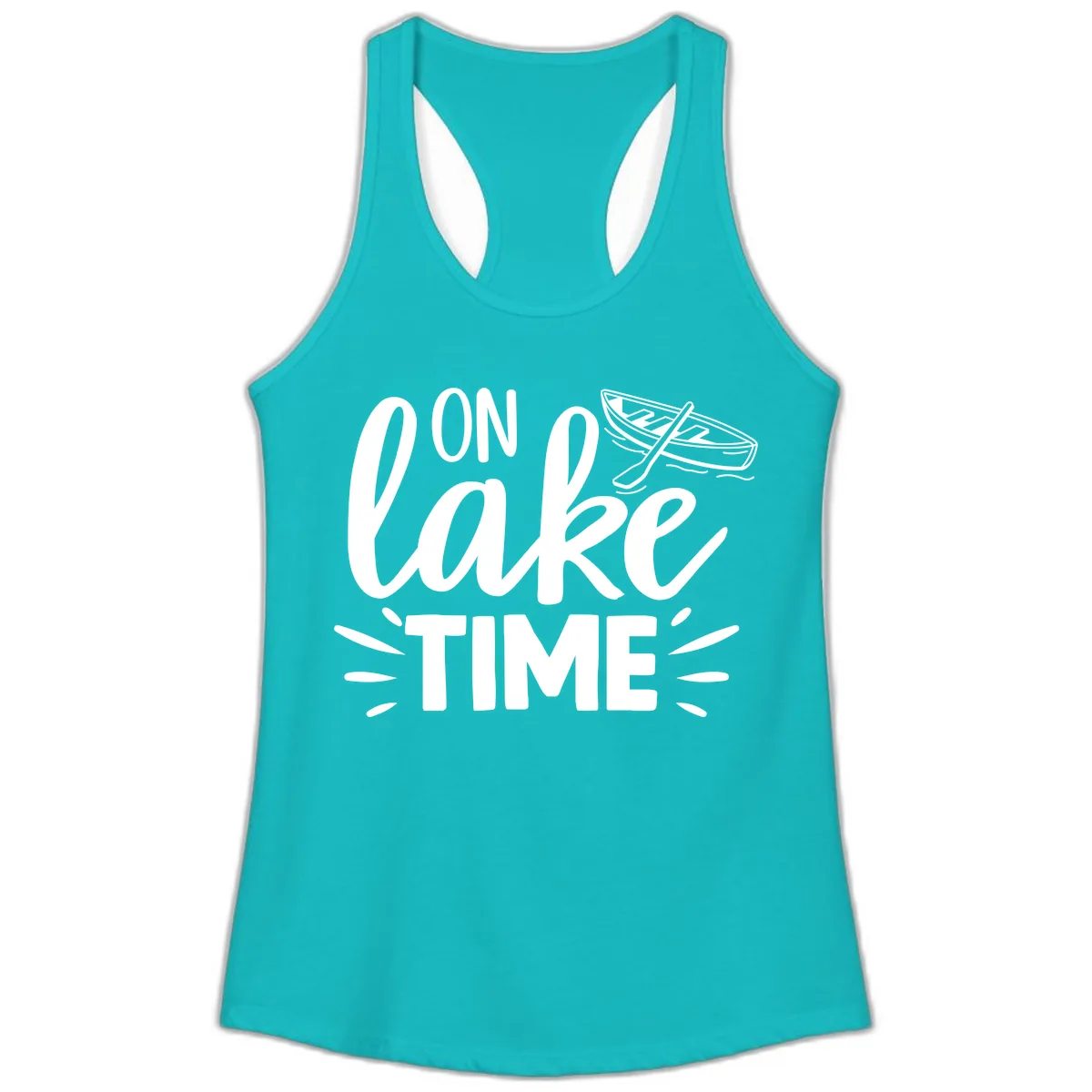 On Lake Time Boat Design Ladies Tank in Tahiti Blue