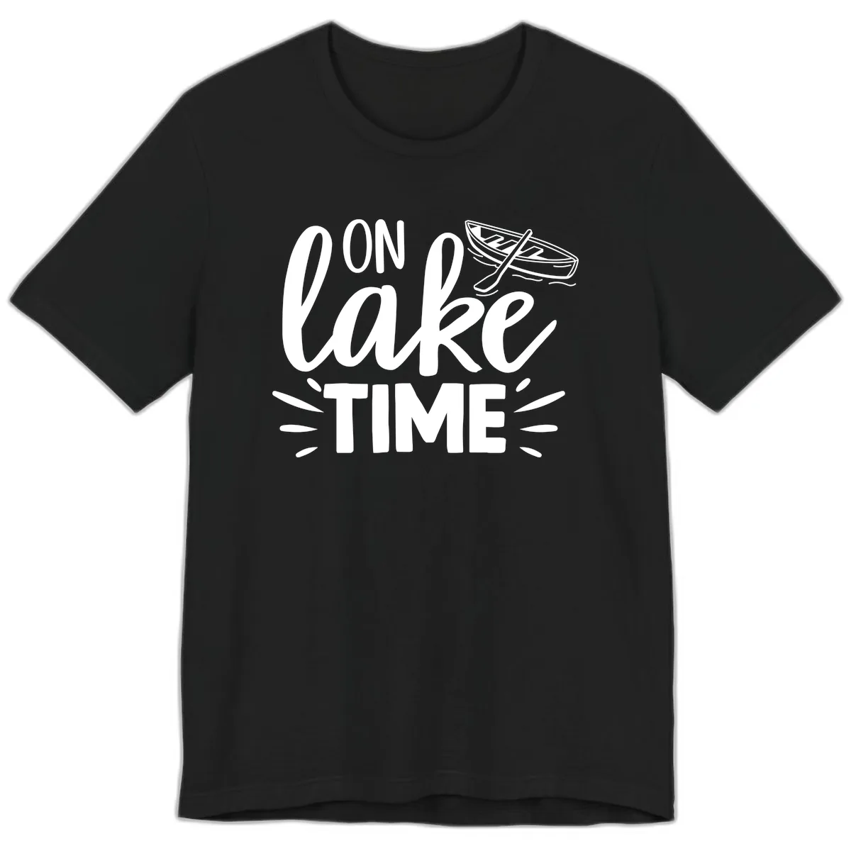 On Lake Time Boat Design Premium T-Shirt in Black