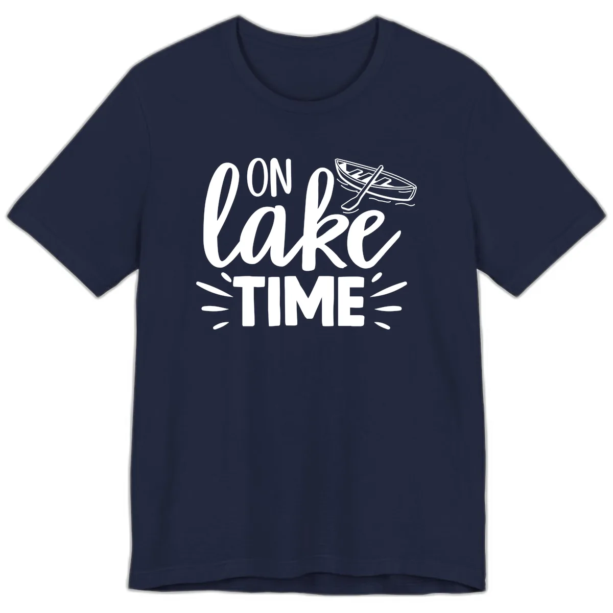 On Lake Time Boat Design Premium T-Shirt in Navy