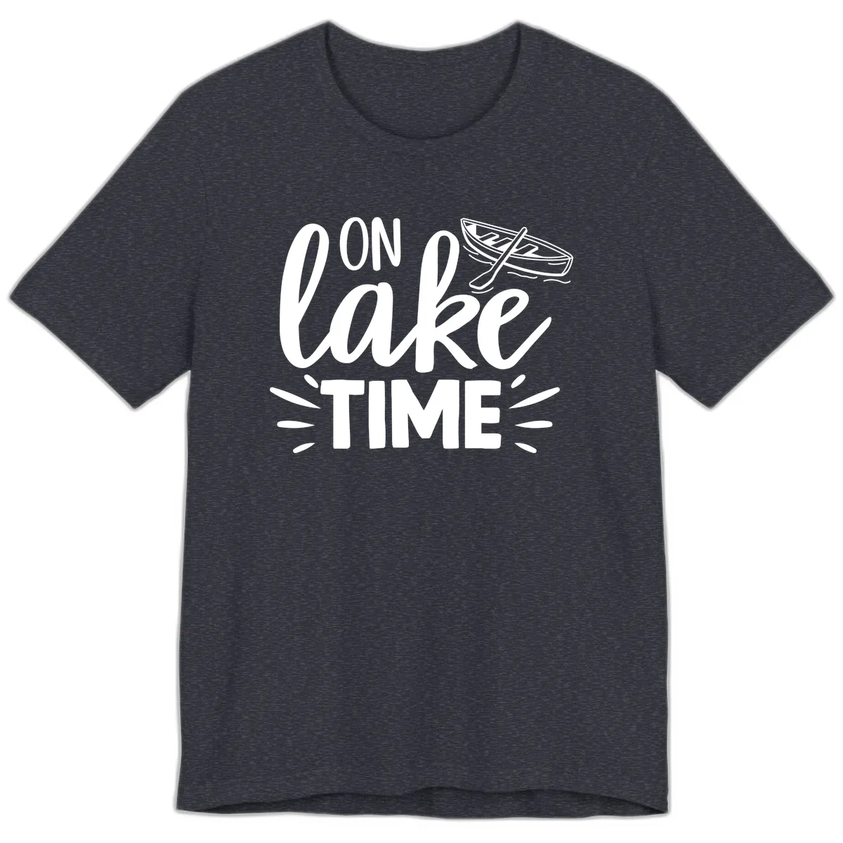 On Lake Time Boat Design Premium T-Shirt in Heather Navy