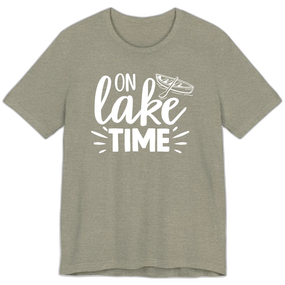 On Lake Time Boat Design Premium T-Shirt in Heather Stone