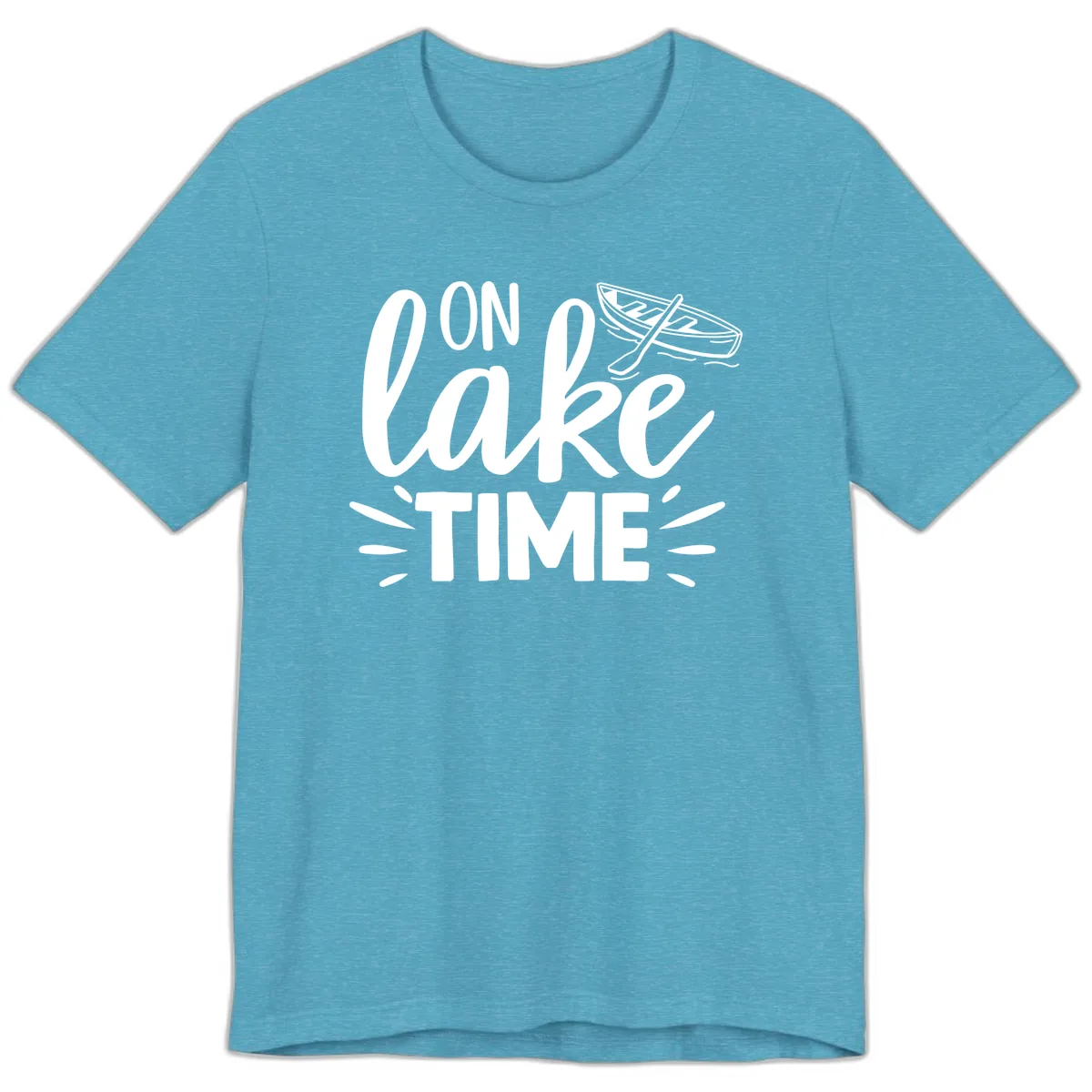On Lake Time Boat Design Premium T-Shirt in Heather Aqua