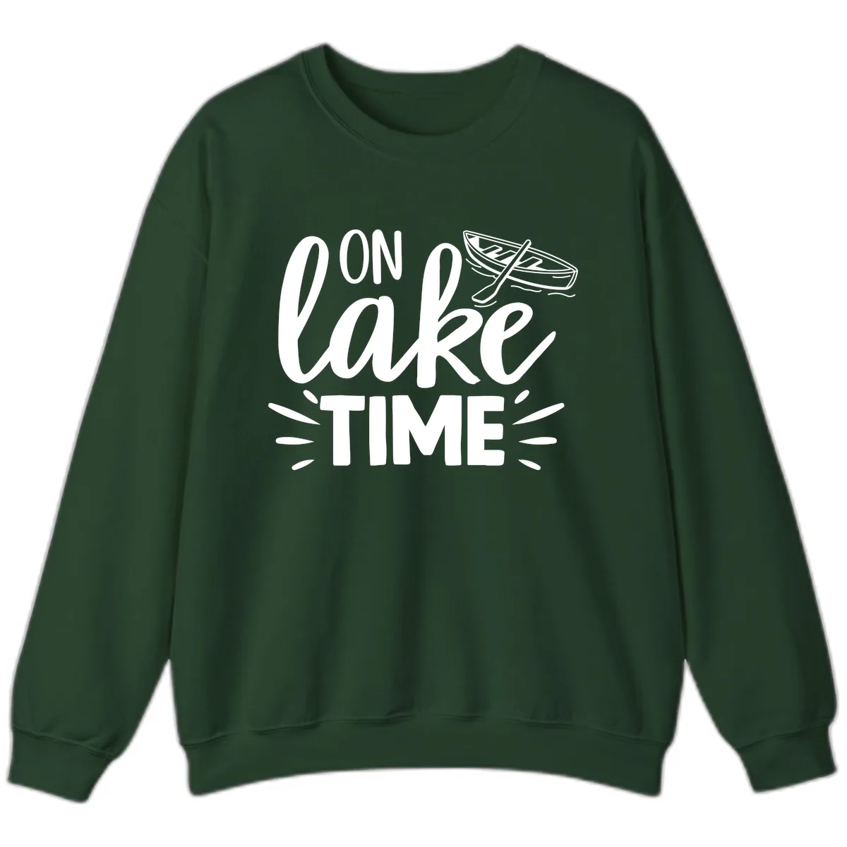 On Lake Time Boat Design Sweatshirt in Forest Green