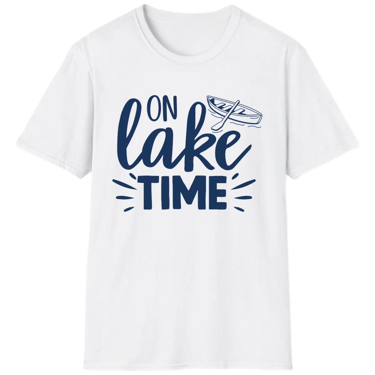 On Lake Time Boat Design T-Shirt in White