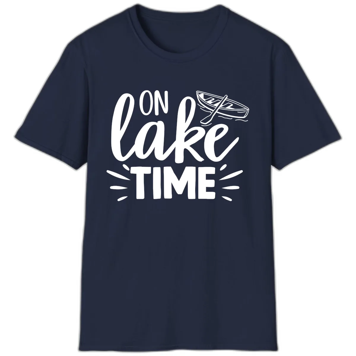 On Lake Time Boat Design T-Shirt in Navy