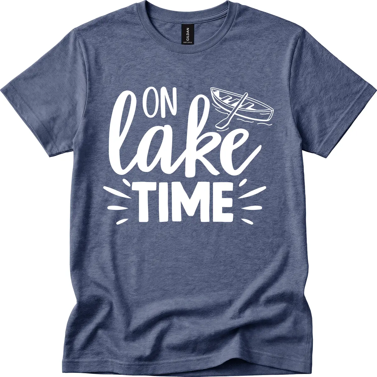 On Lake Time Boat Design T-Shirt in Heather Navy