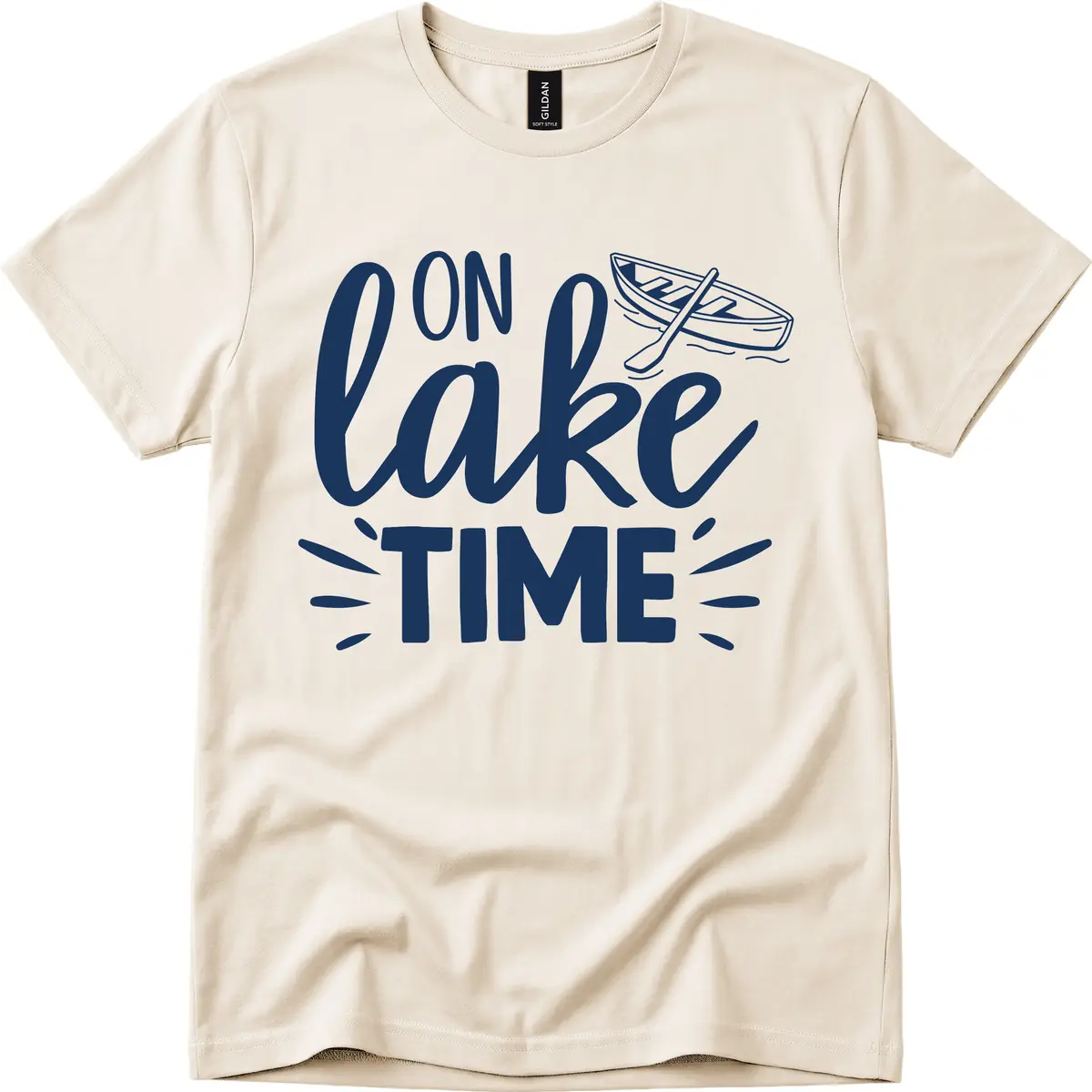 On Lake Time Boat Design T-Shirt in Natural