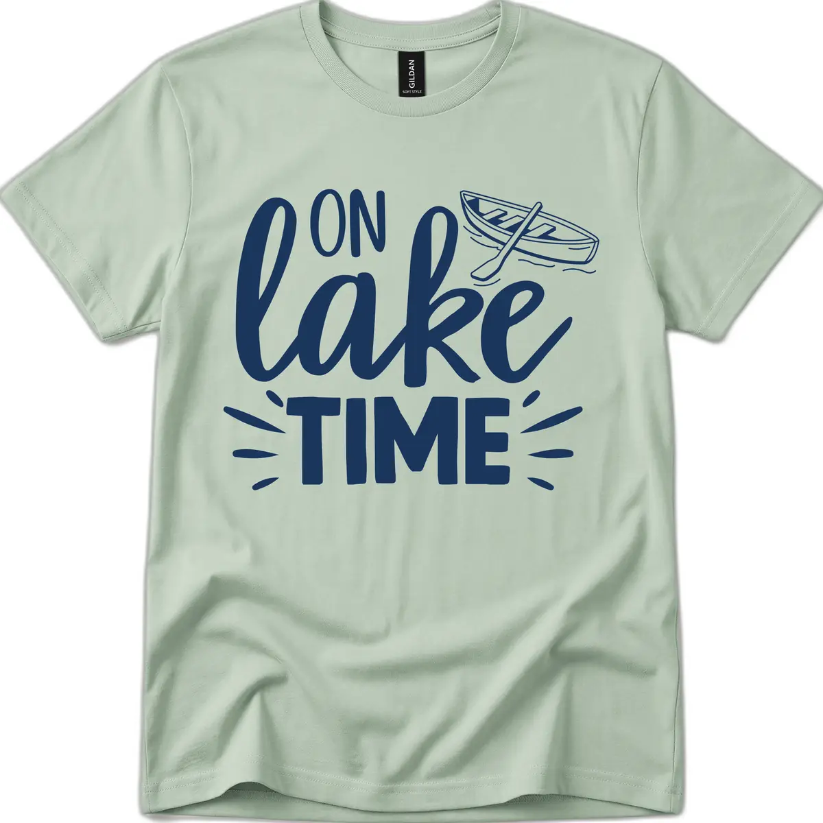 On Lake Time Boat Design T-Shirt in Sage