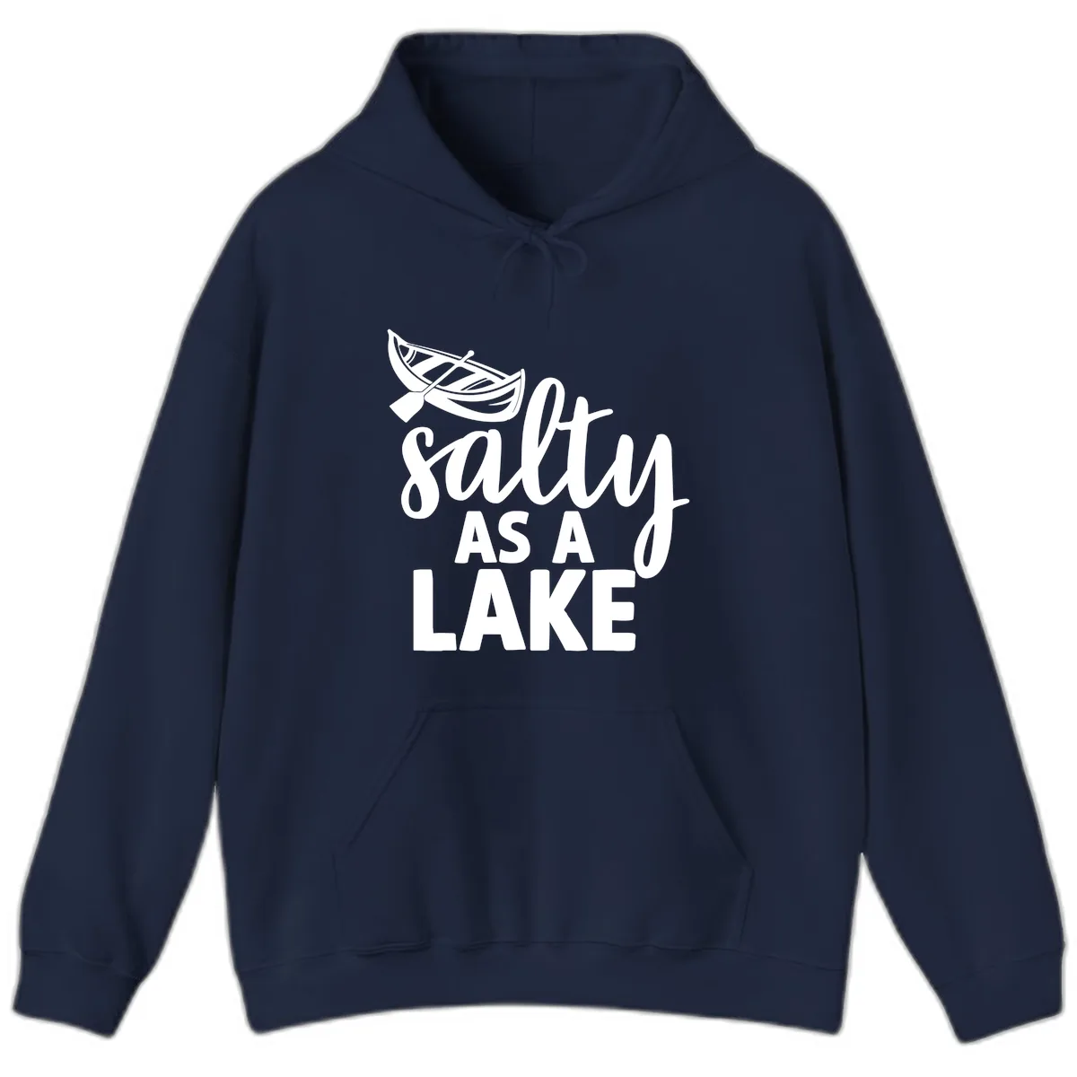 Salty As A Lake Typography Design Hoodie in Navy