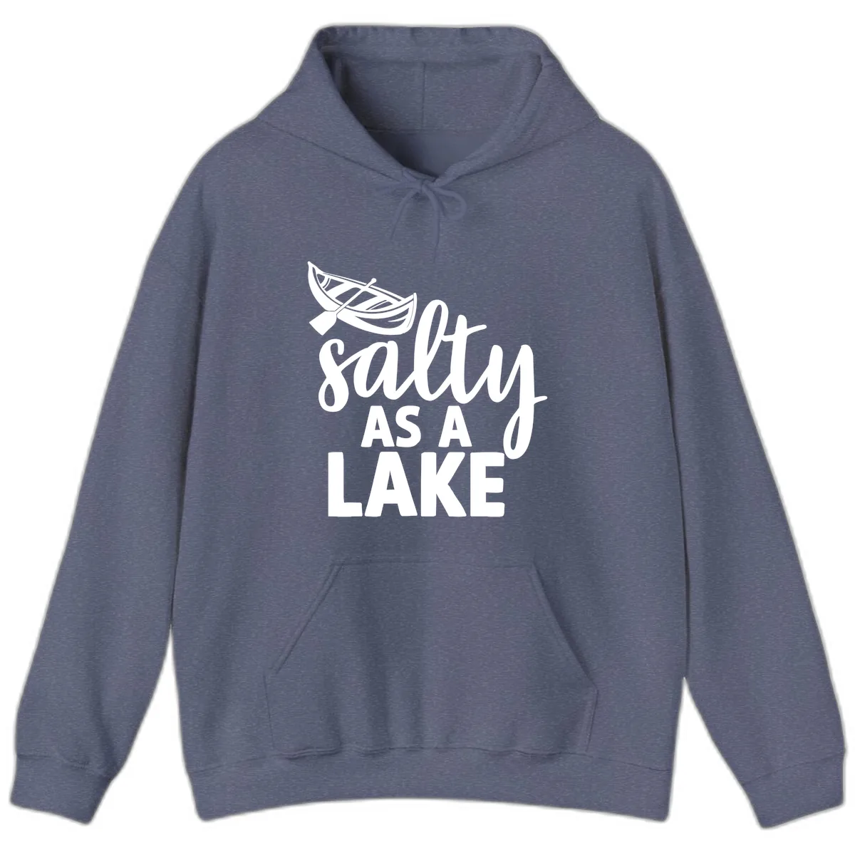Salty As A Lake Typography Design Hoodie in Heather Navy