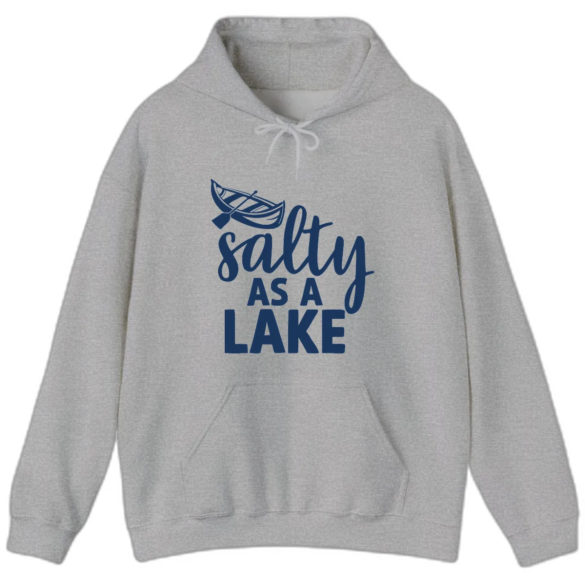 Salty As A Lake Typography Design Hoodie in Sport Grey