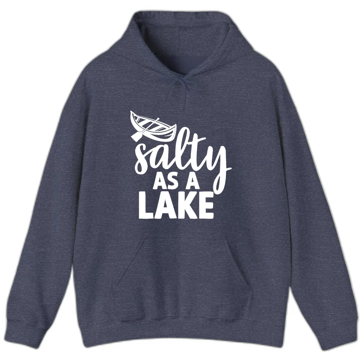 Salty As A Lake Typography Design Hoodie in Heather Sport Dark Navy