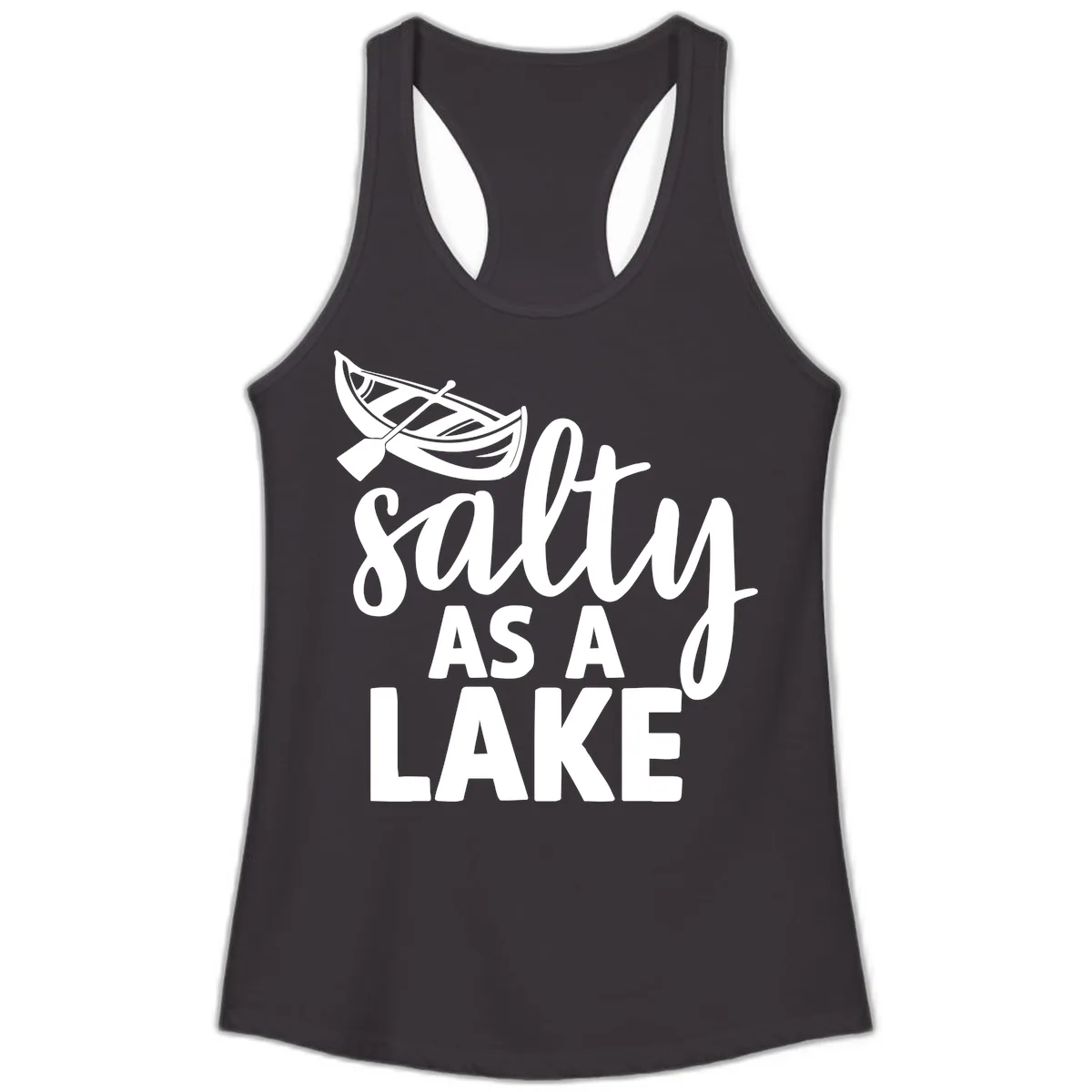 Salty As A Lake Typography Design Ladies Tank in Black