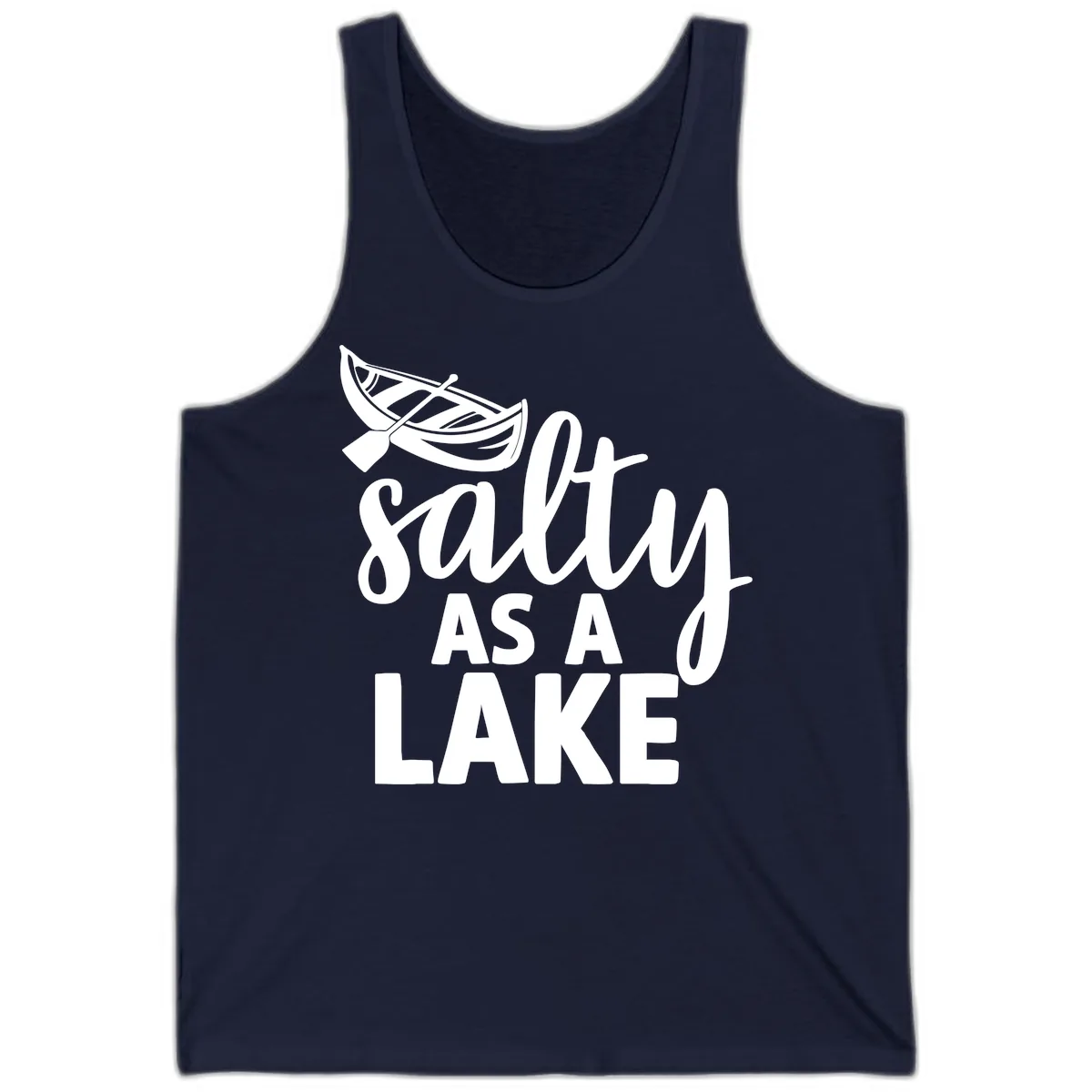 Salty As A Lake Typography Design Tank in Navy