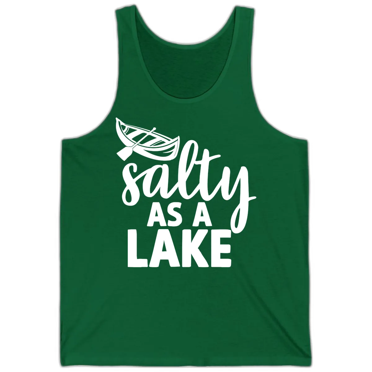 Salty As A Lake Typography Design Tank in Kelly