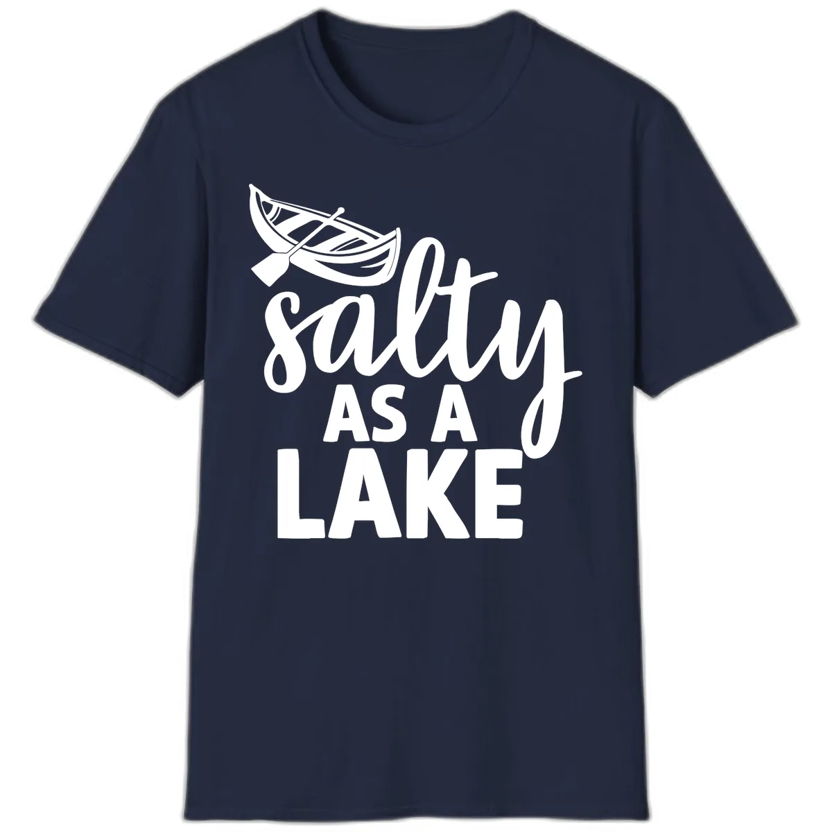 Salty As A Lake Typography Design T-Shirt in Navy