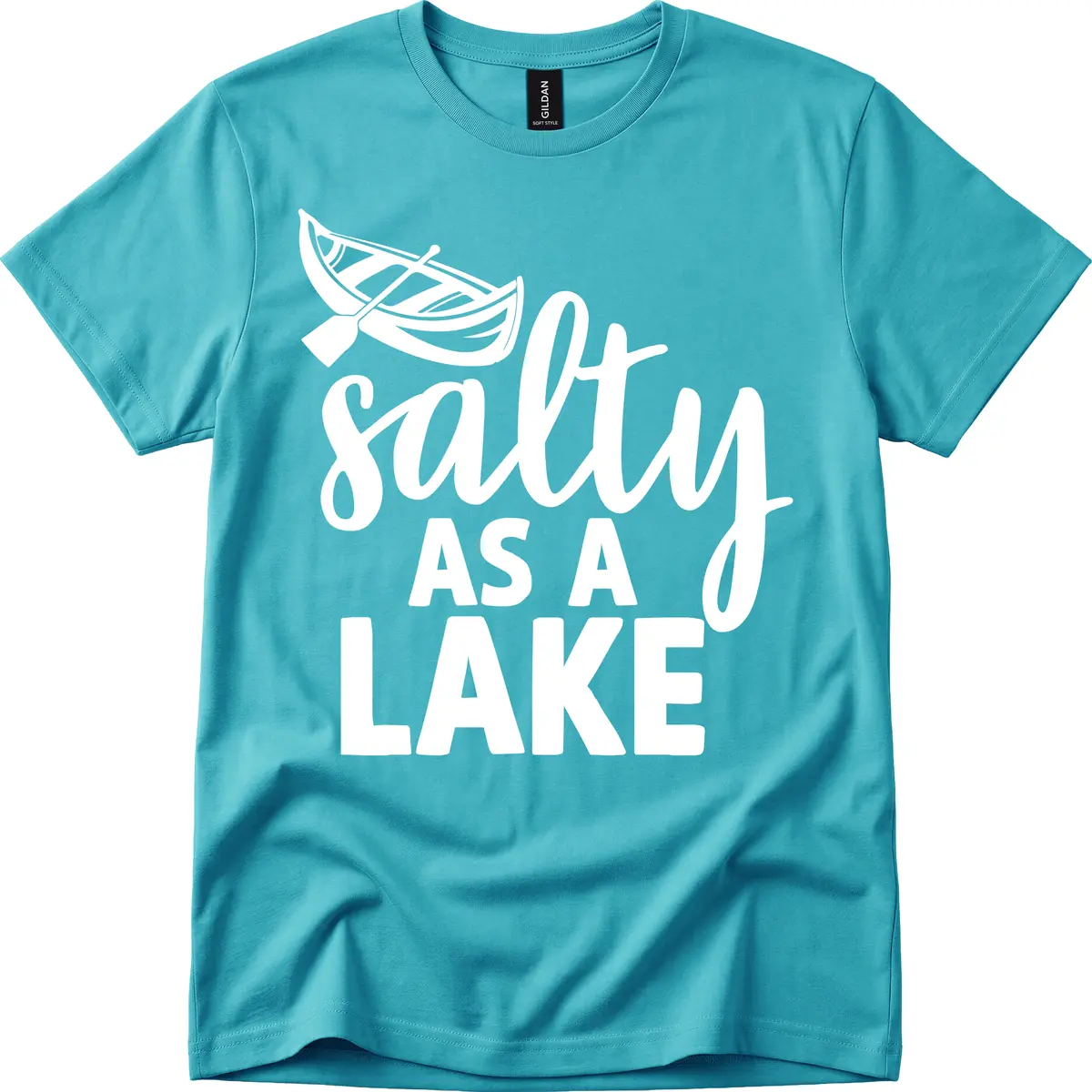 Salty As A Lake Typography Design T-Shirt in Tropical Blue