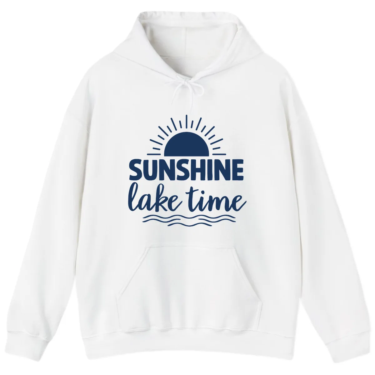 Sunshine Lake Time Design Hoodie in White