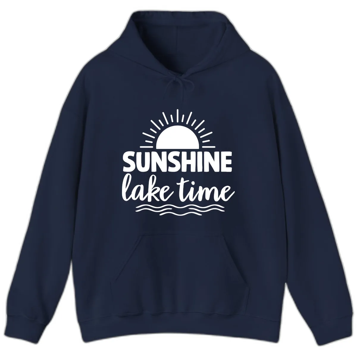 Sunshine Lake Time Design Hoodie in Navy