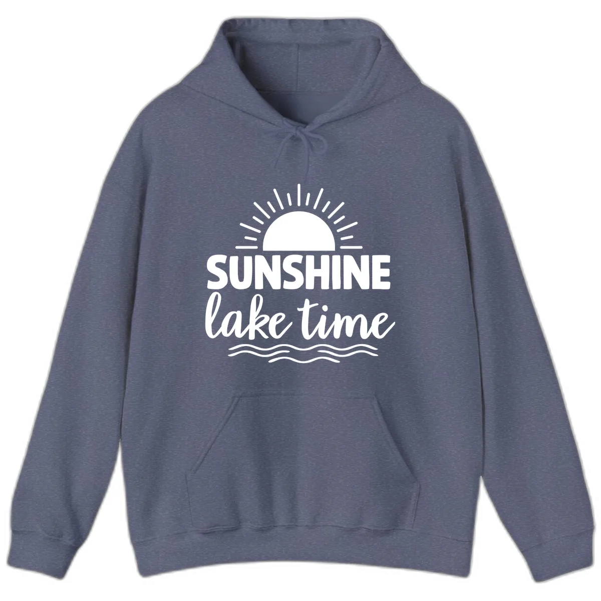 Sunshine Lake Time Design Hoodie in Heather Navy
